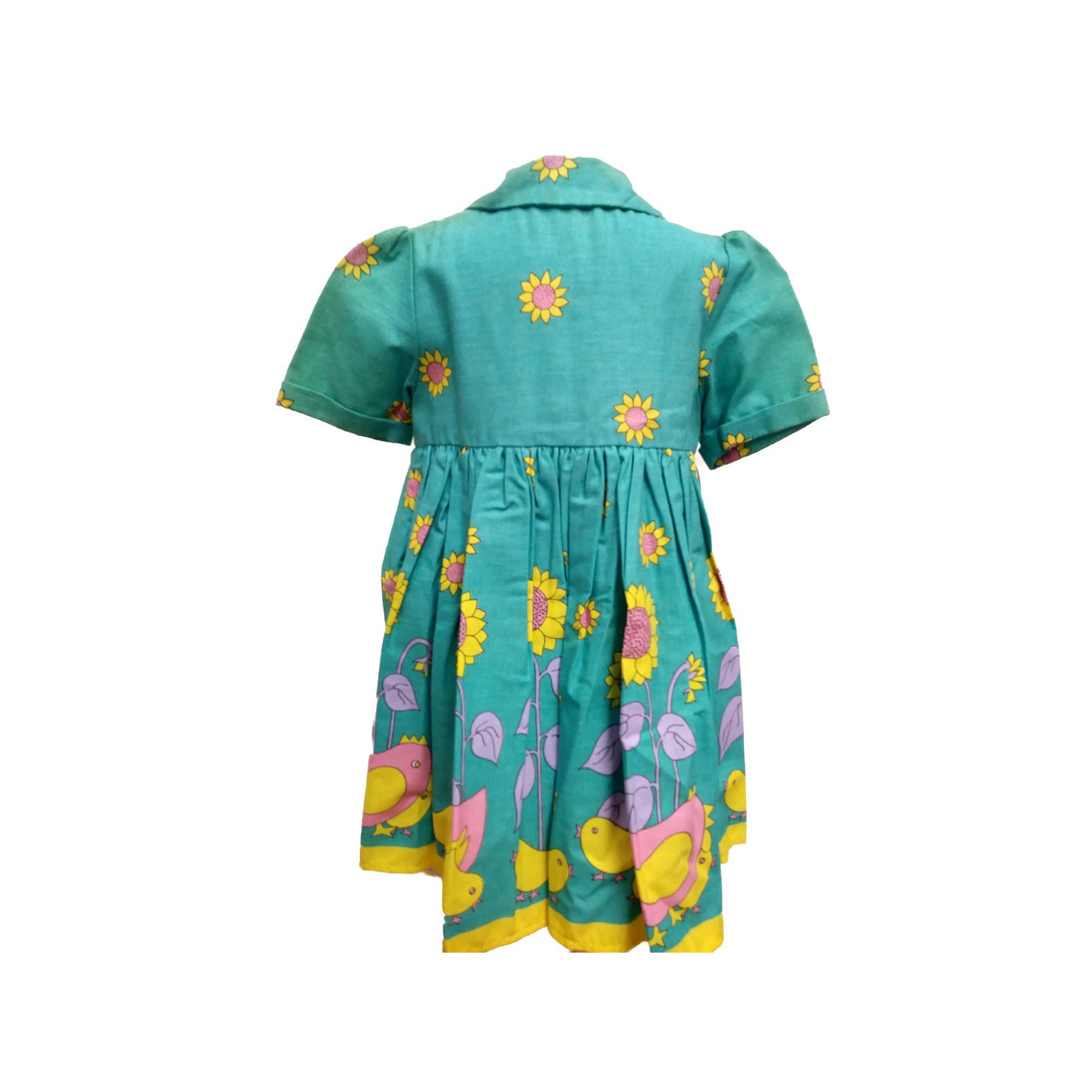 Archive Sale - Poppy - Waistcoat Dress - Turquoise Sunflowers