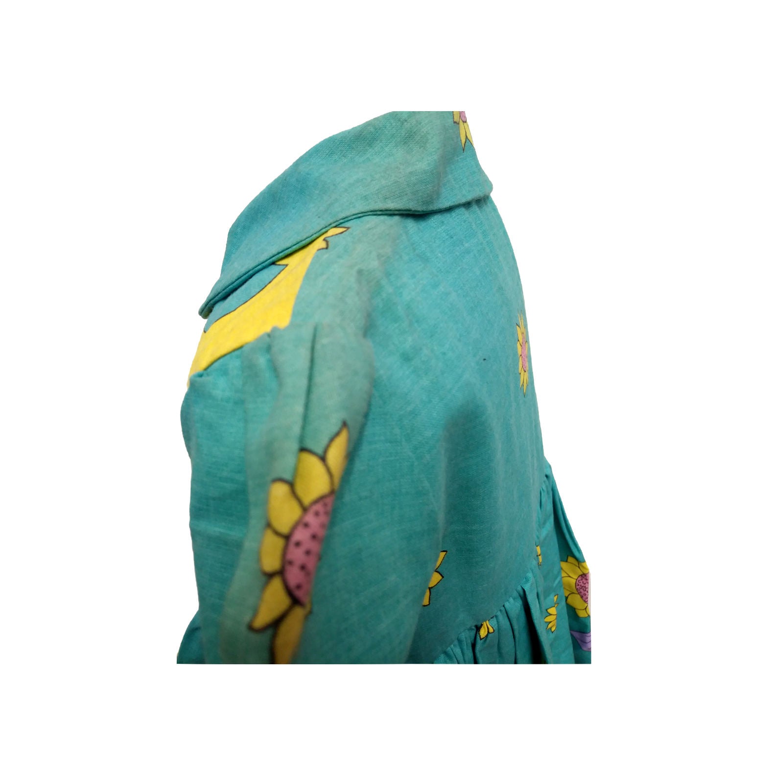 Archive Sale - Poppy - Waistcoat Dress - Turquoise Sunflowers