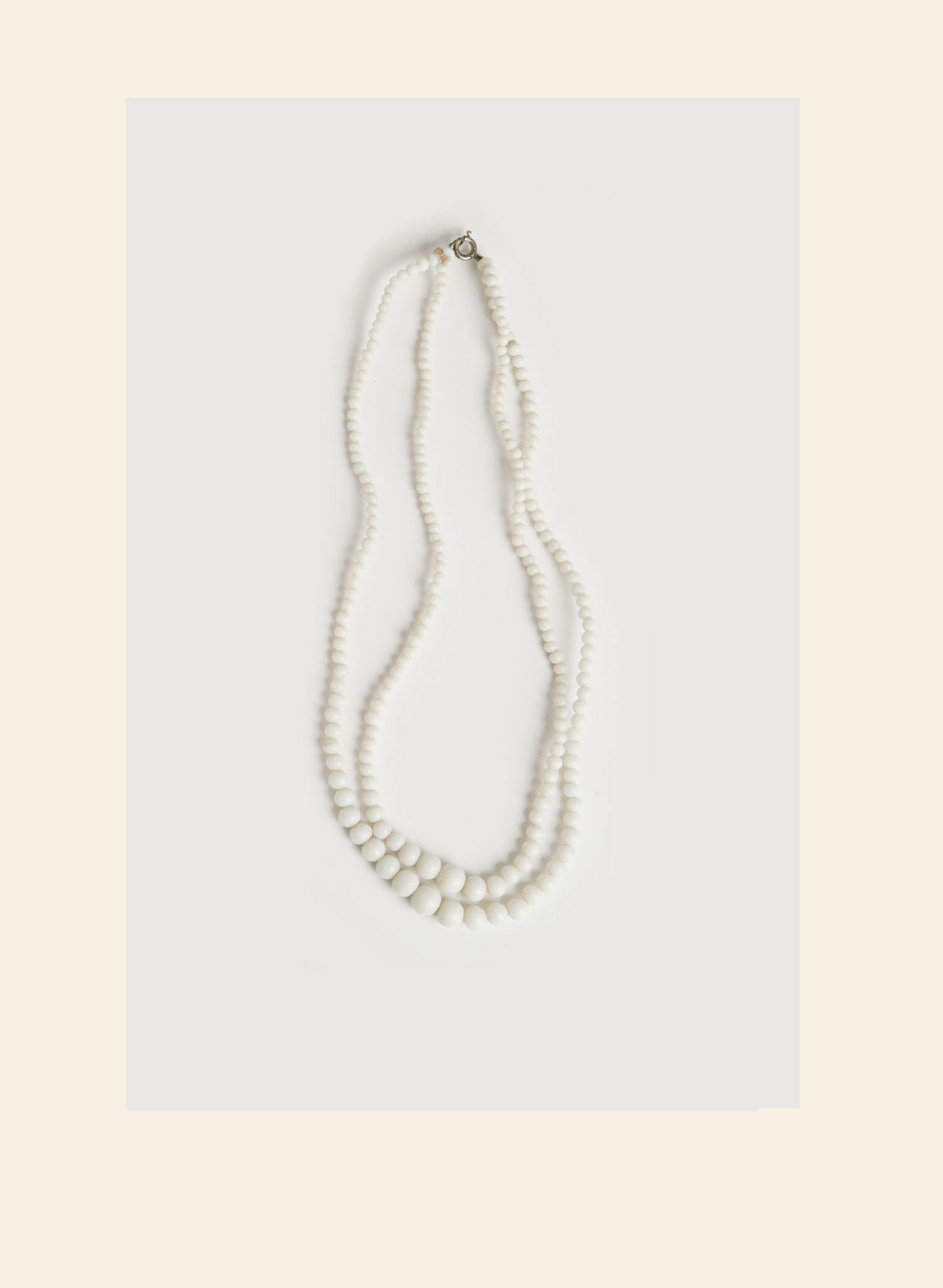 Vintage Palava - White Duo Bead Necklace