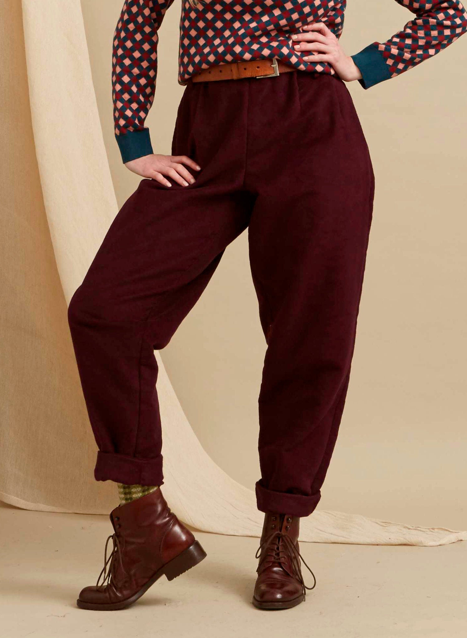 PRE LOVED - Trousers - Wilma Aubergine Moleskin