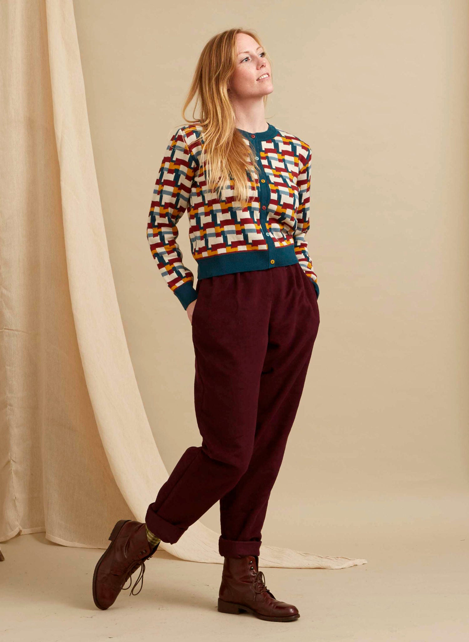 PRE LOVED - Trousers - Wilma Aubergine Moleskin