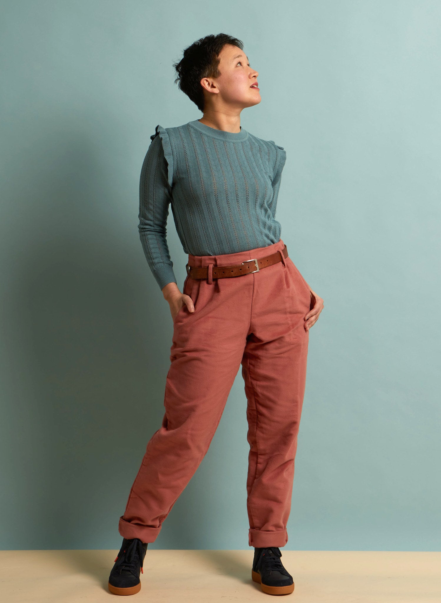 PRELOVED - Wilma Trousers - Pink Moleskine