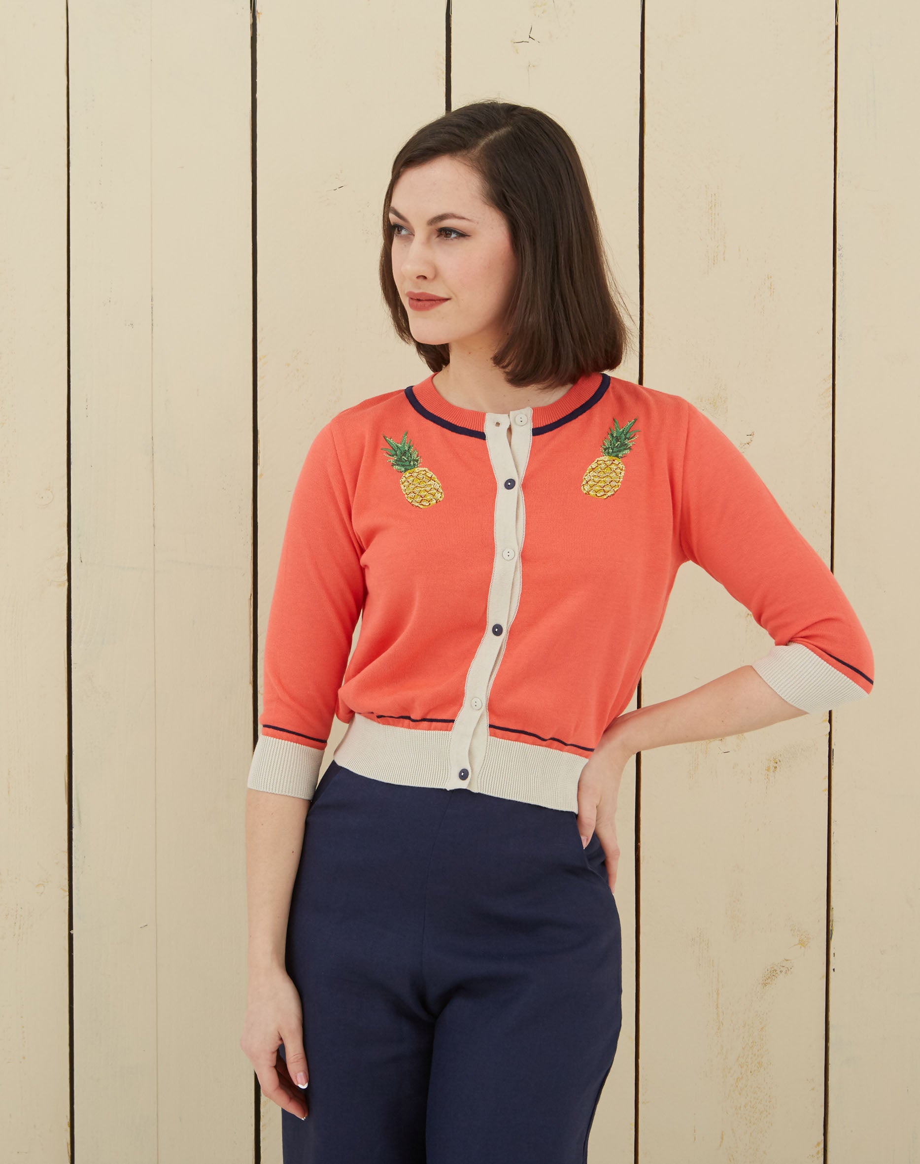 PRE LOVED - Vera Cardigan - Coral Pineapple