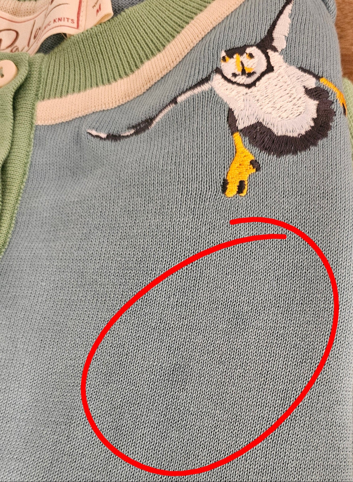 Archive Sale - Size M - Vera Cardigan - Teal Puffins