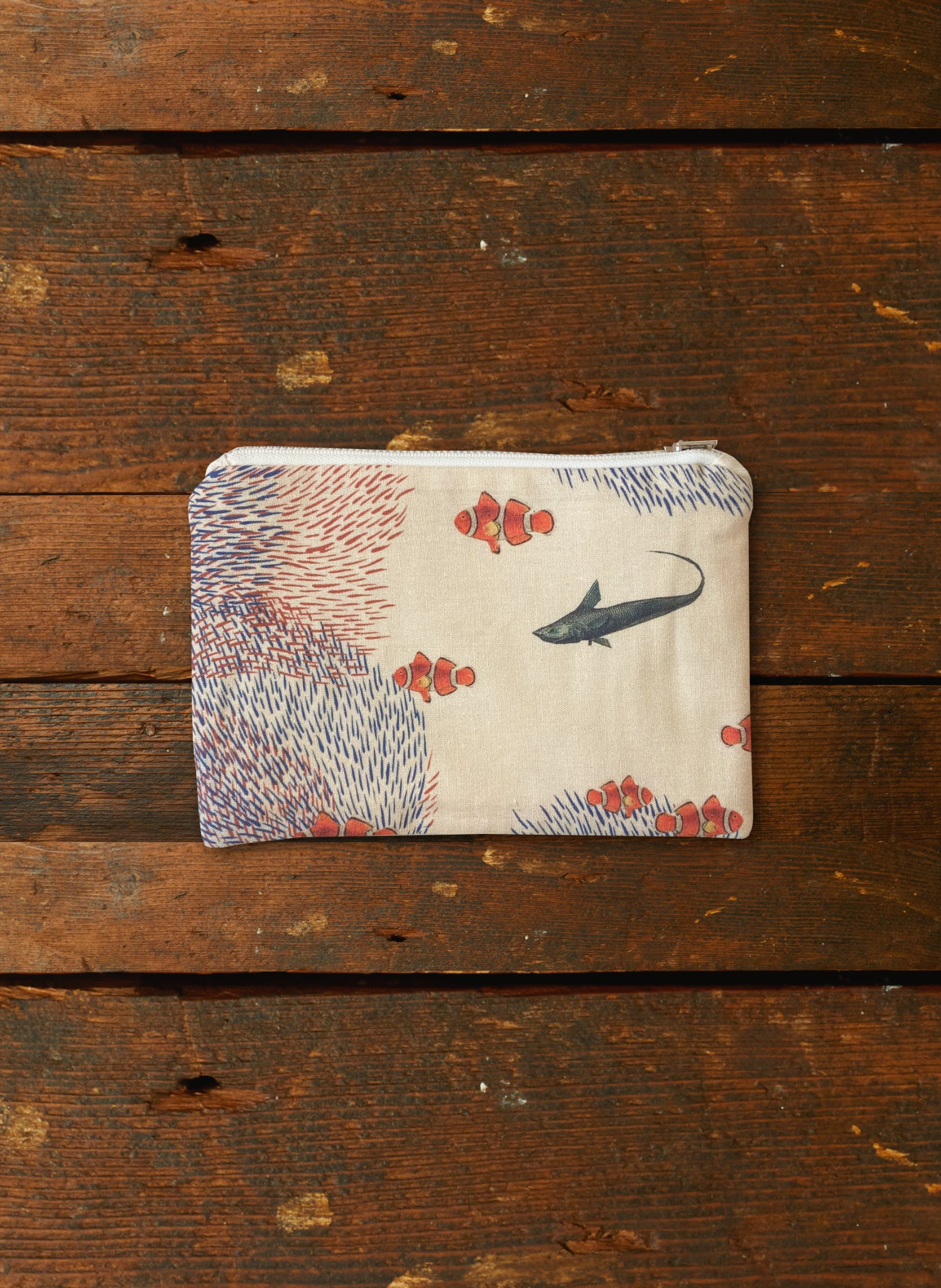 Zip Pouch - Small - Ivory Coral Migration