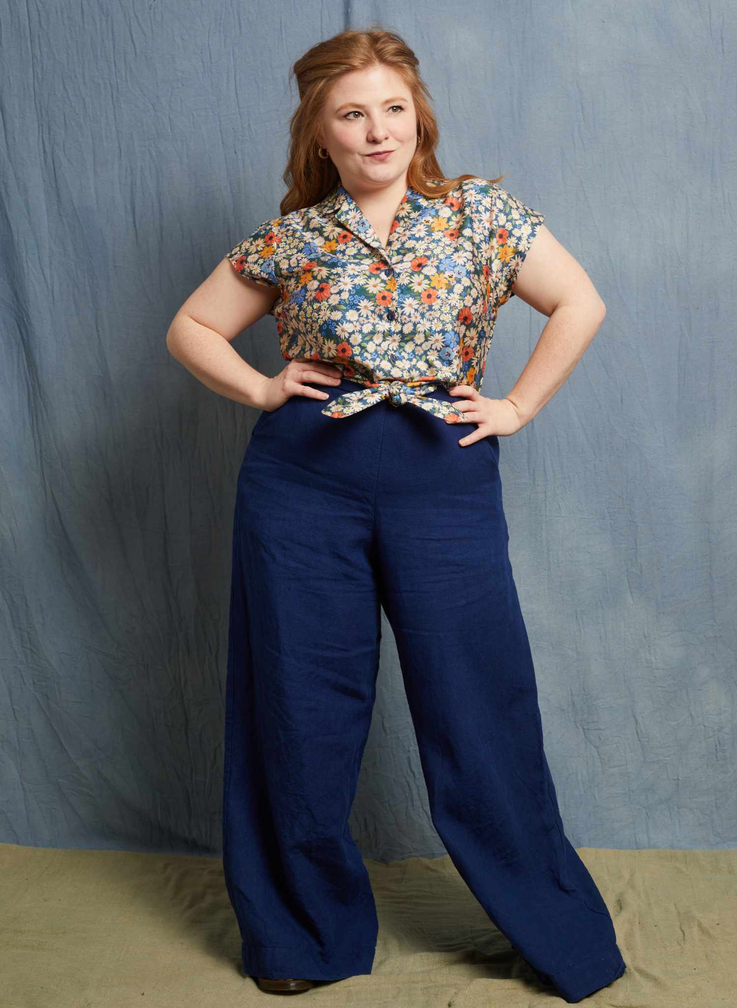 Peggy Top - Blue Ditsy Daisy