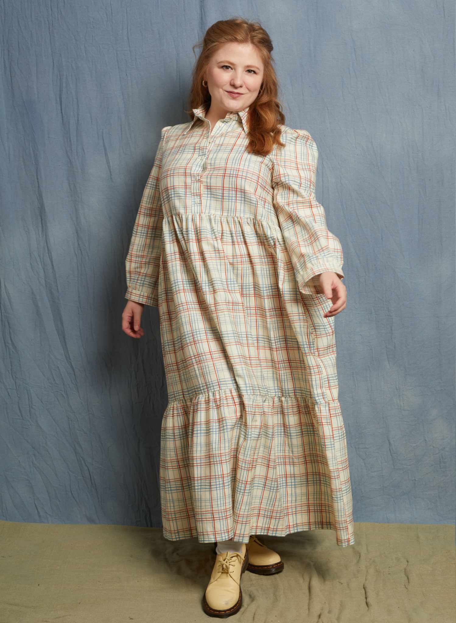 Tabatha Dress - Cream Folk Check