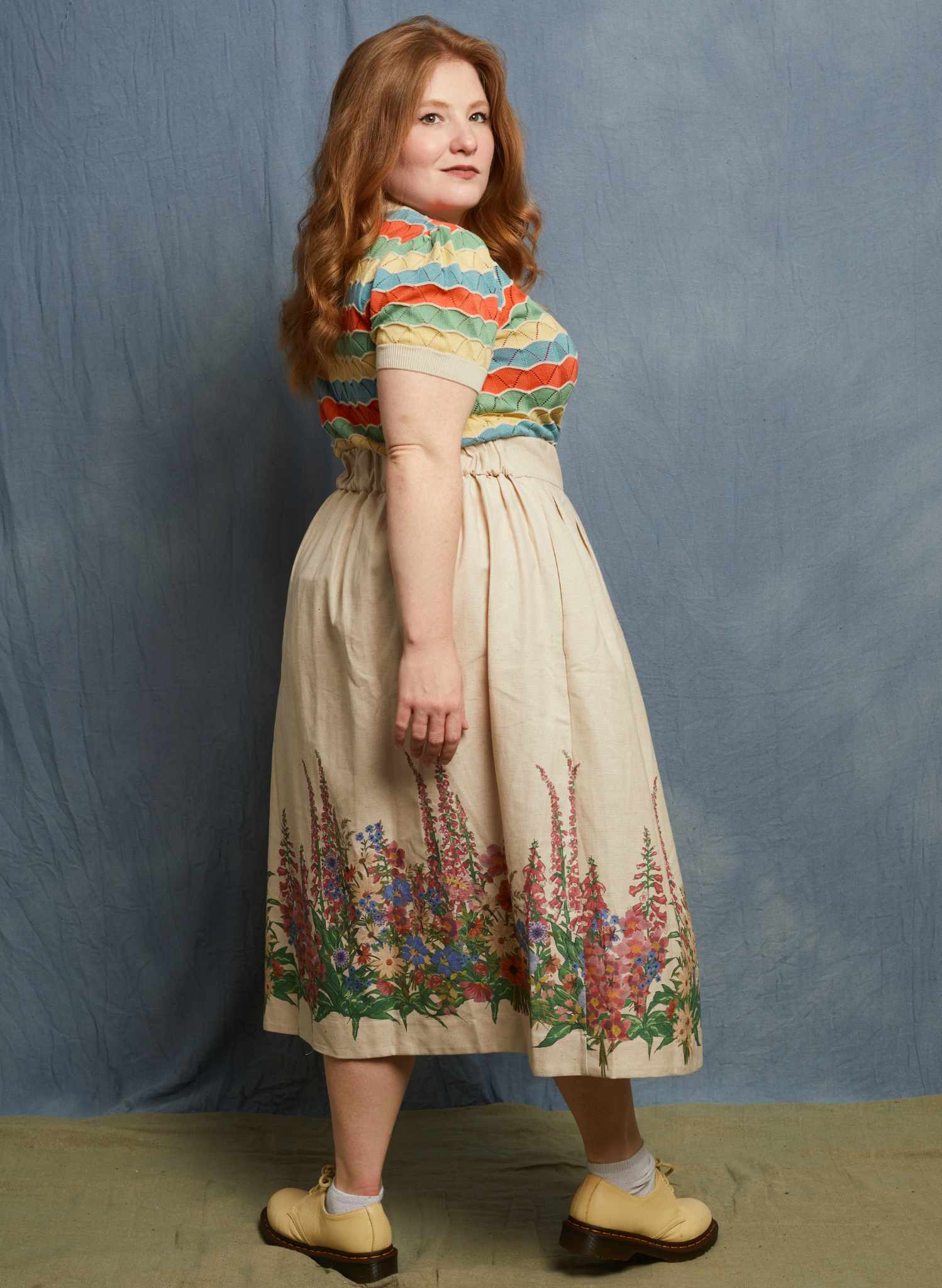 Florence Skirt - Natural Wildflower Border