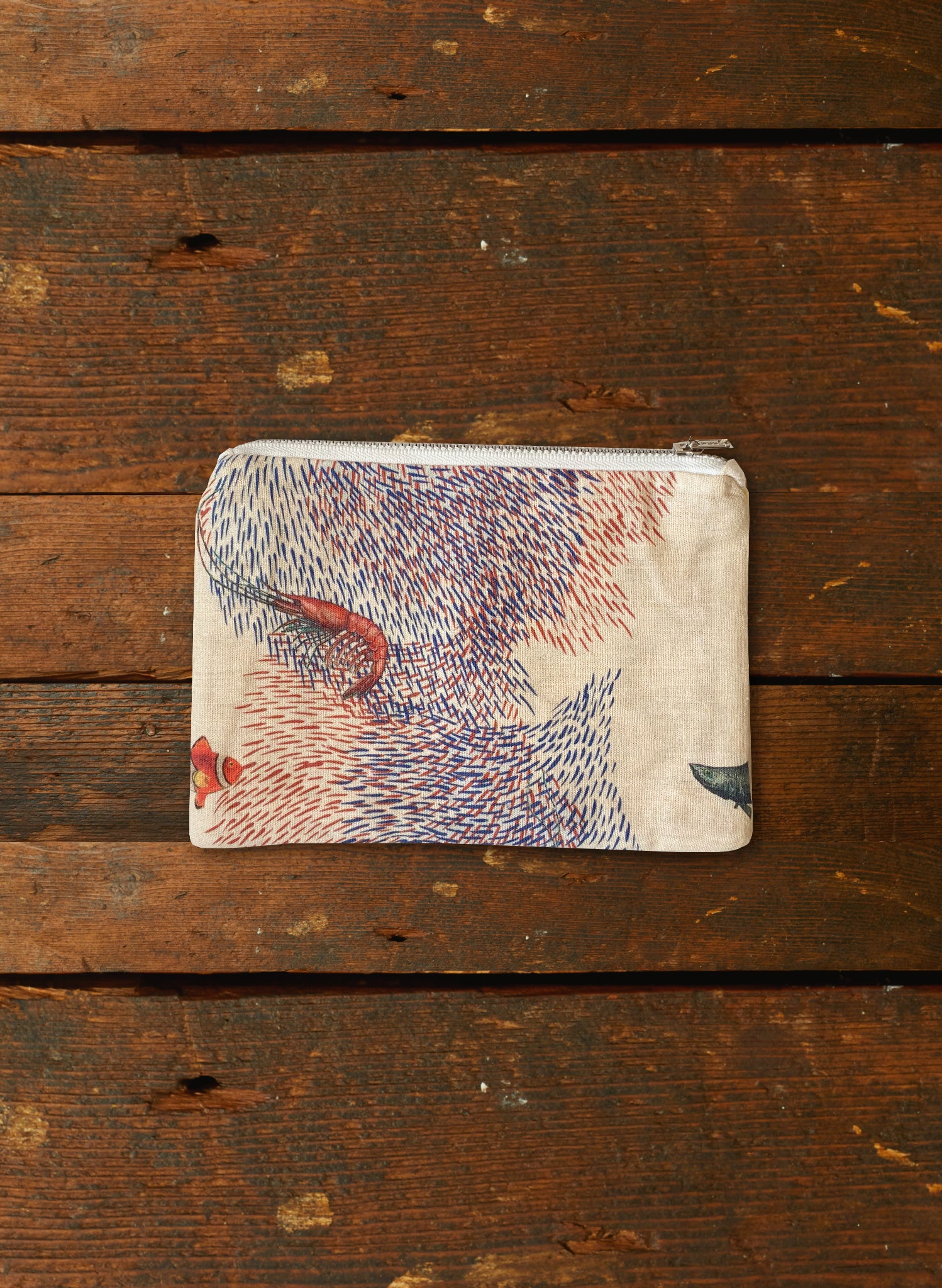 Zip Pouch - Medium - Ivory Coral Migration