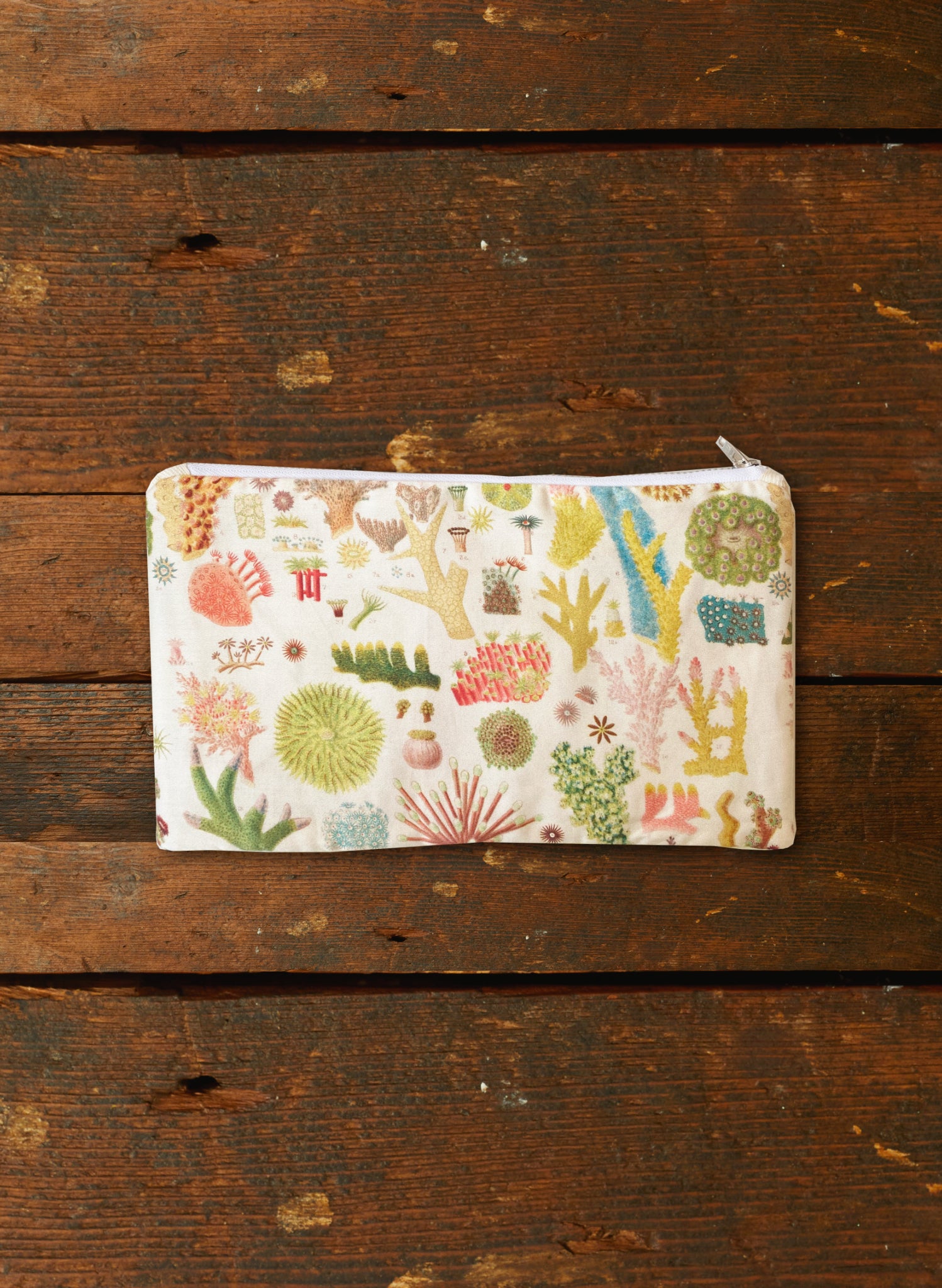 Zip Pouch - Medium - Cream Coral Reef