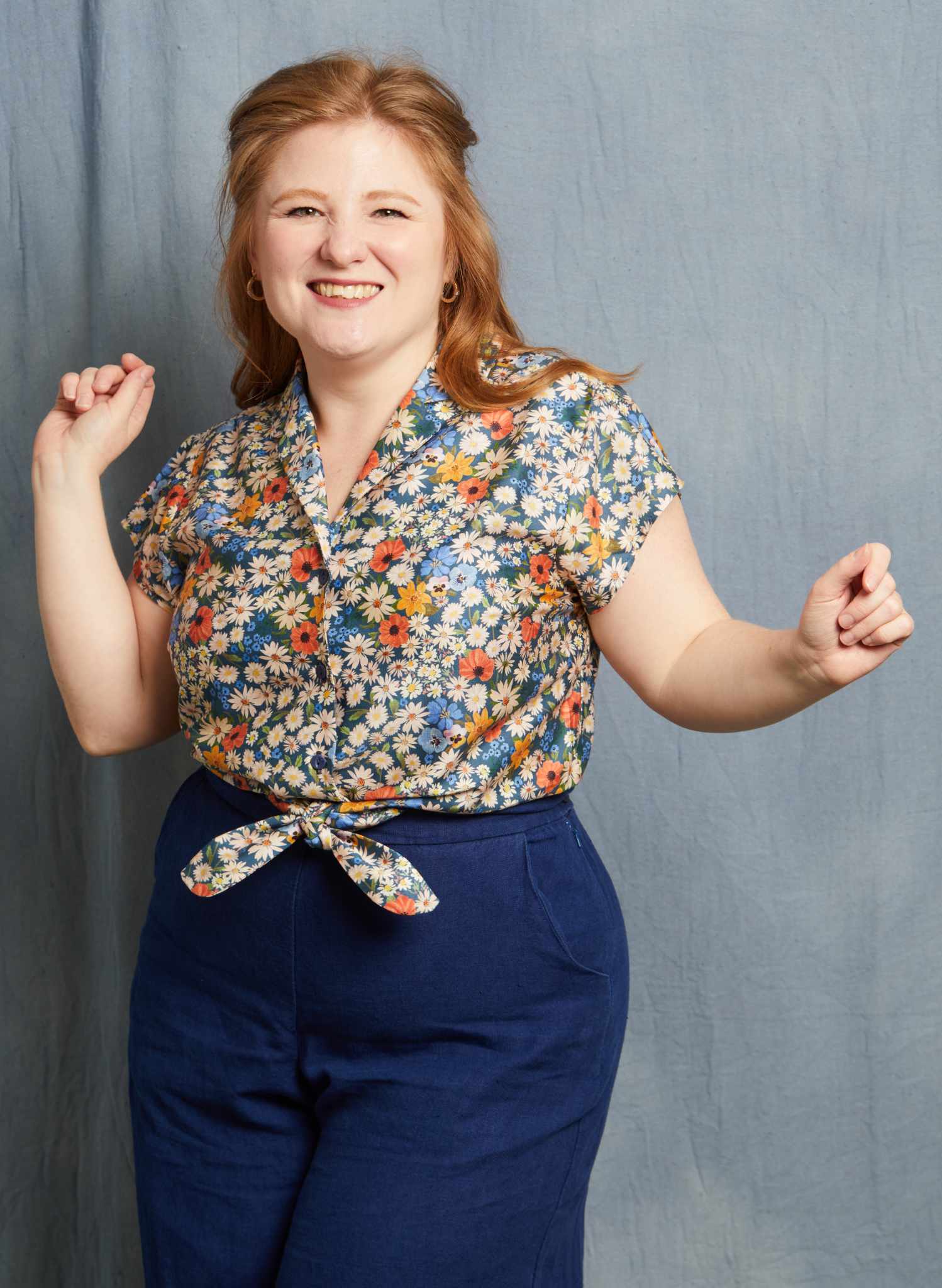 Peggy Top - Blue Ditsy Daisy