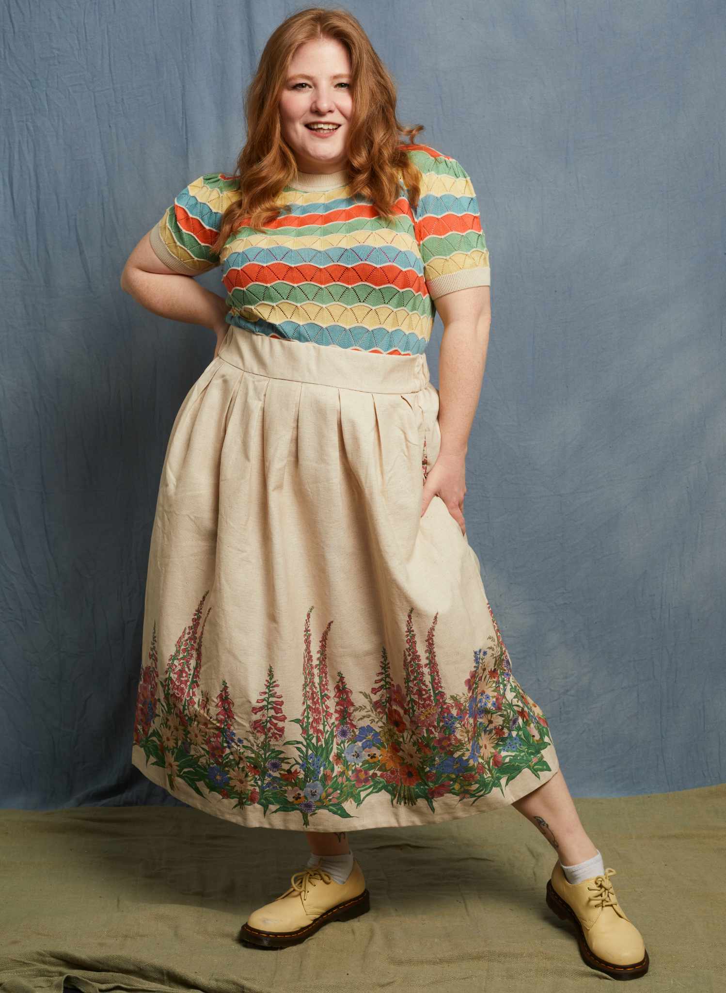 Florence Skirt - Natural Wildflower Border