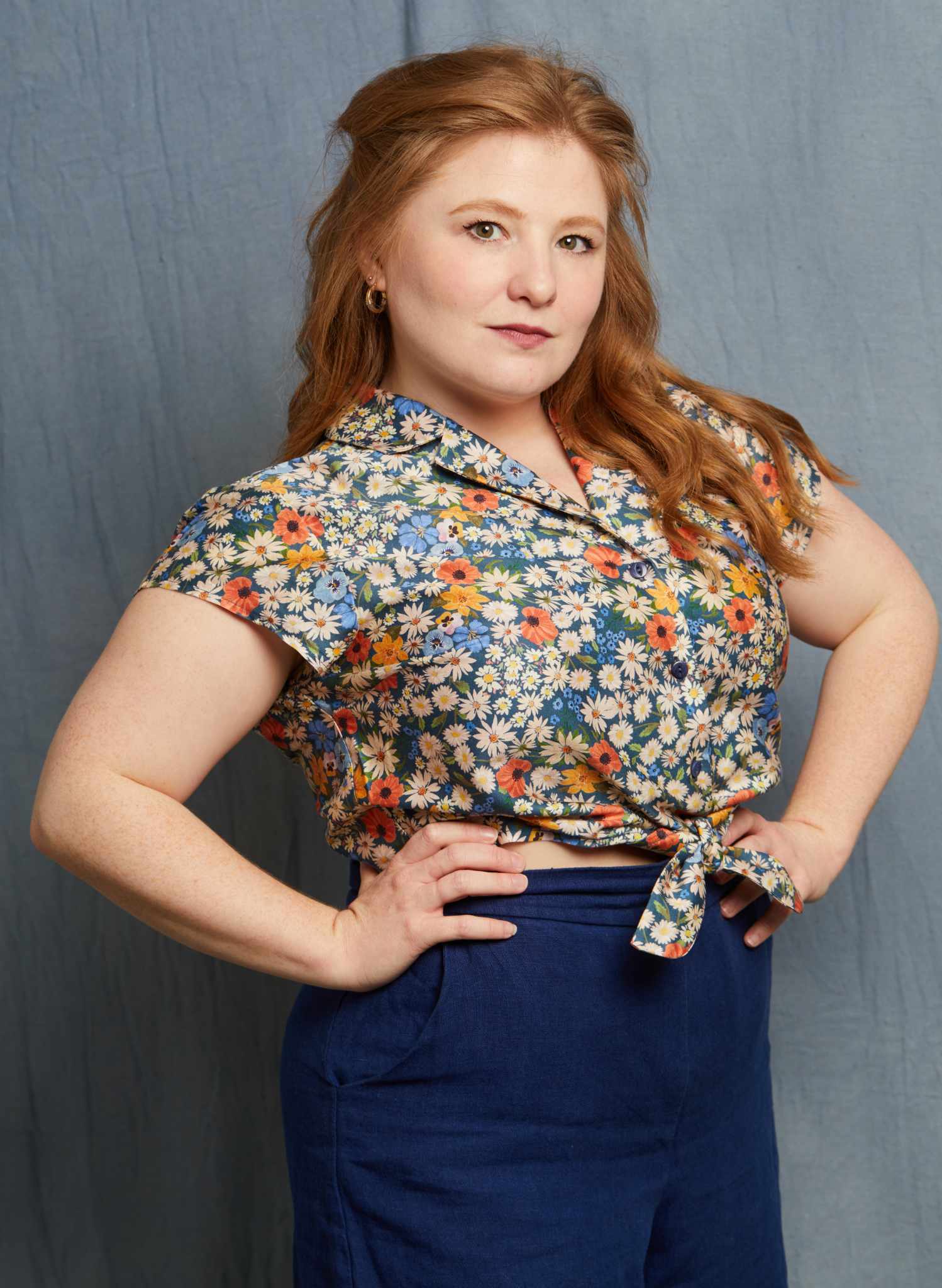 Peggy Top - Blue Ditsy Daisy