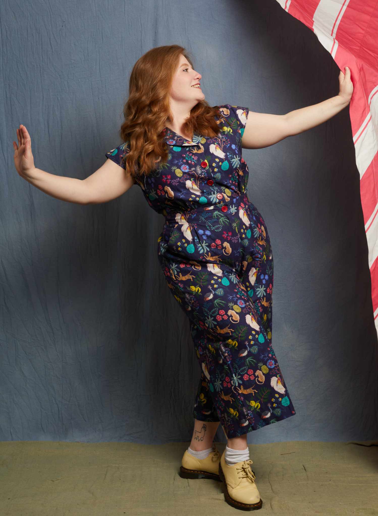 Francesca Jumpsuit - Navy Paradise Gardens