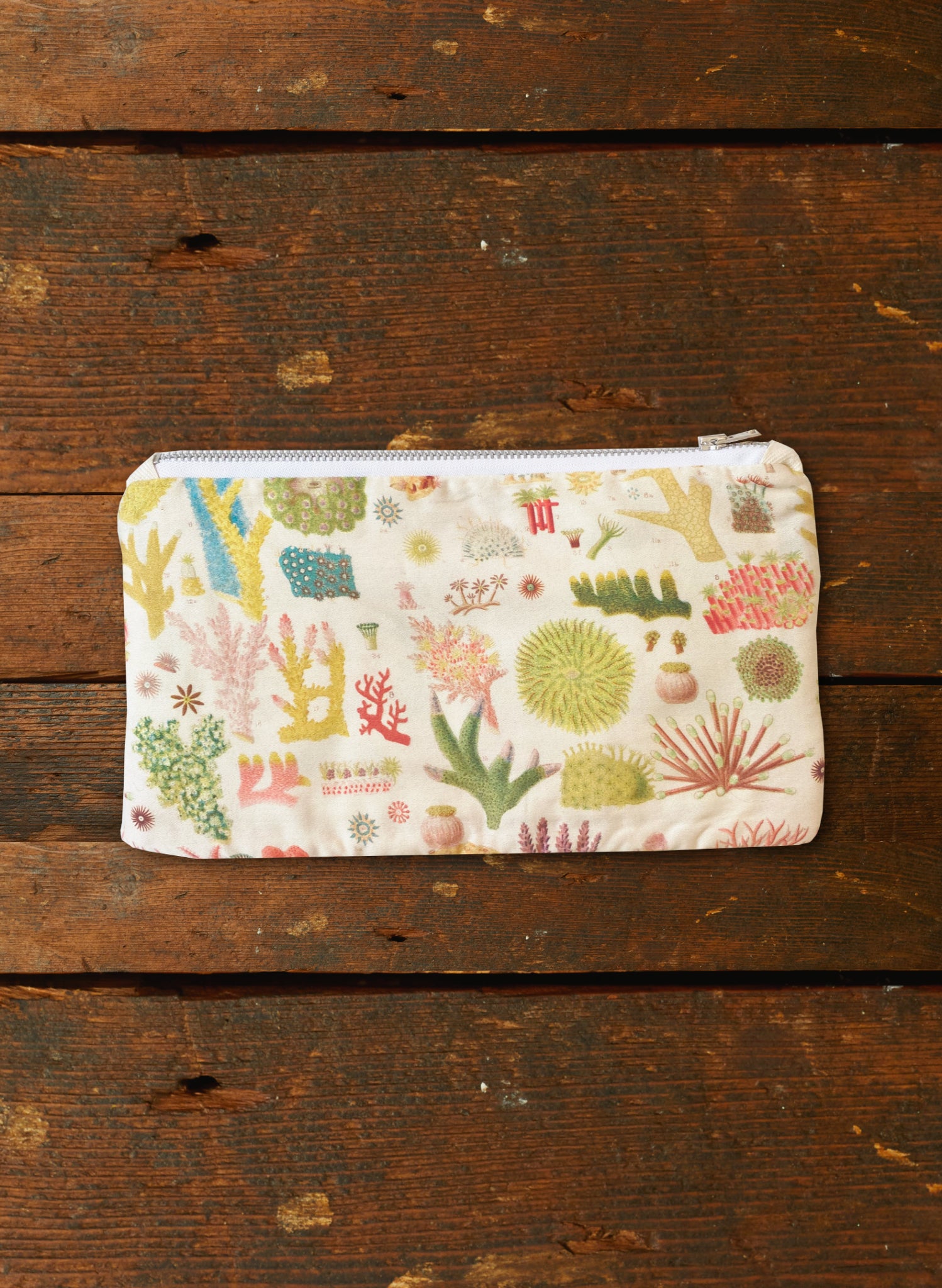 Zip Pouch - Medium - Cream Coral Reef