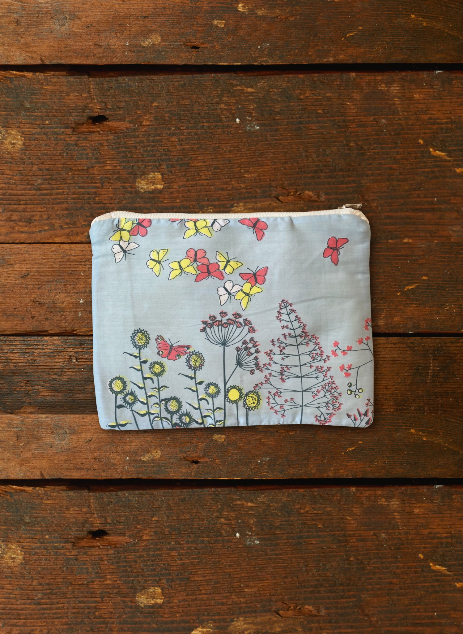 Zip Pouch - Medium - Blue Chasing Butterflies