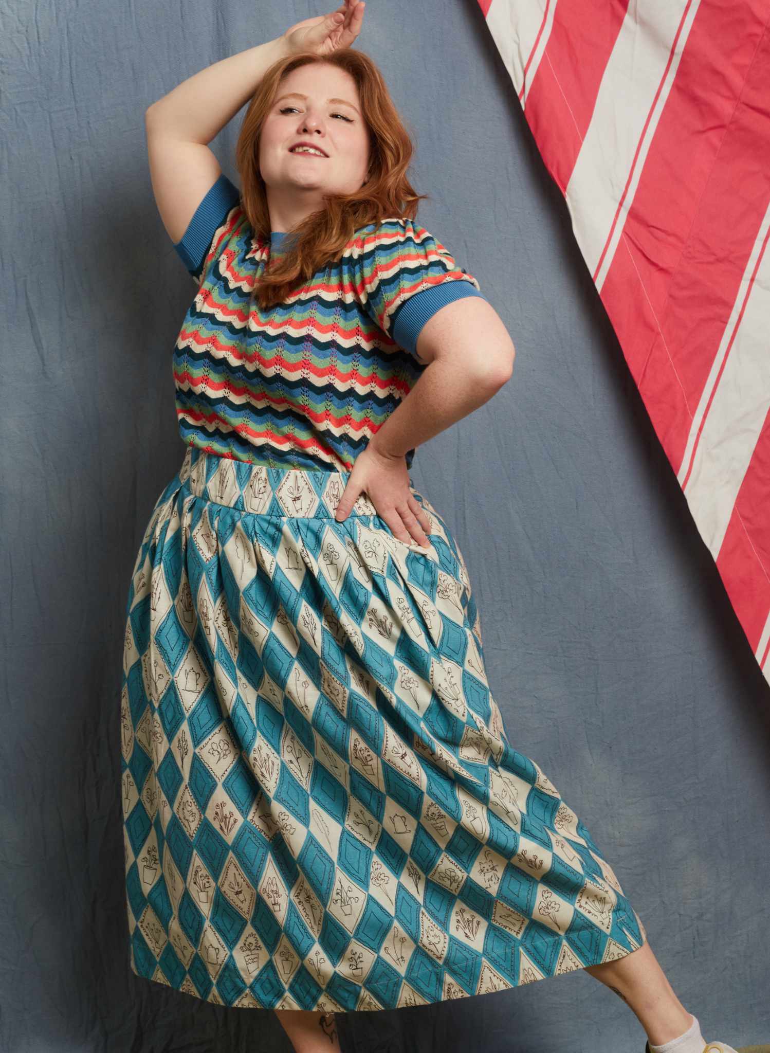 Florence Skirt - Teal Diamonds