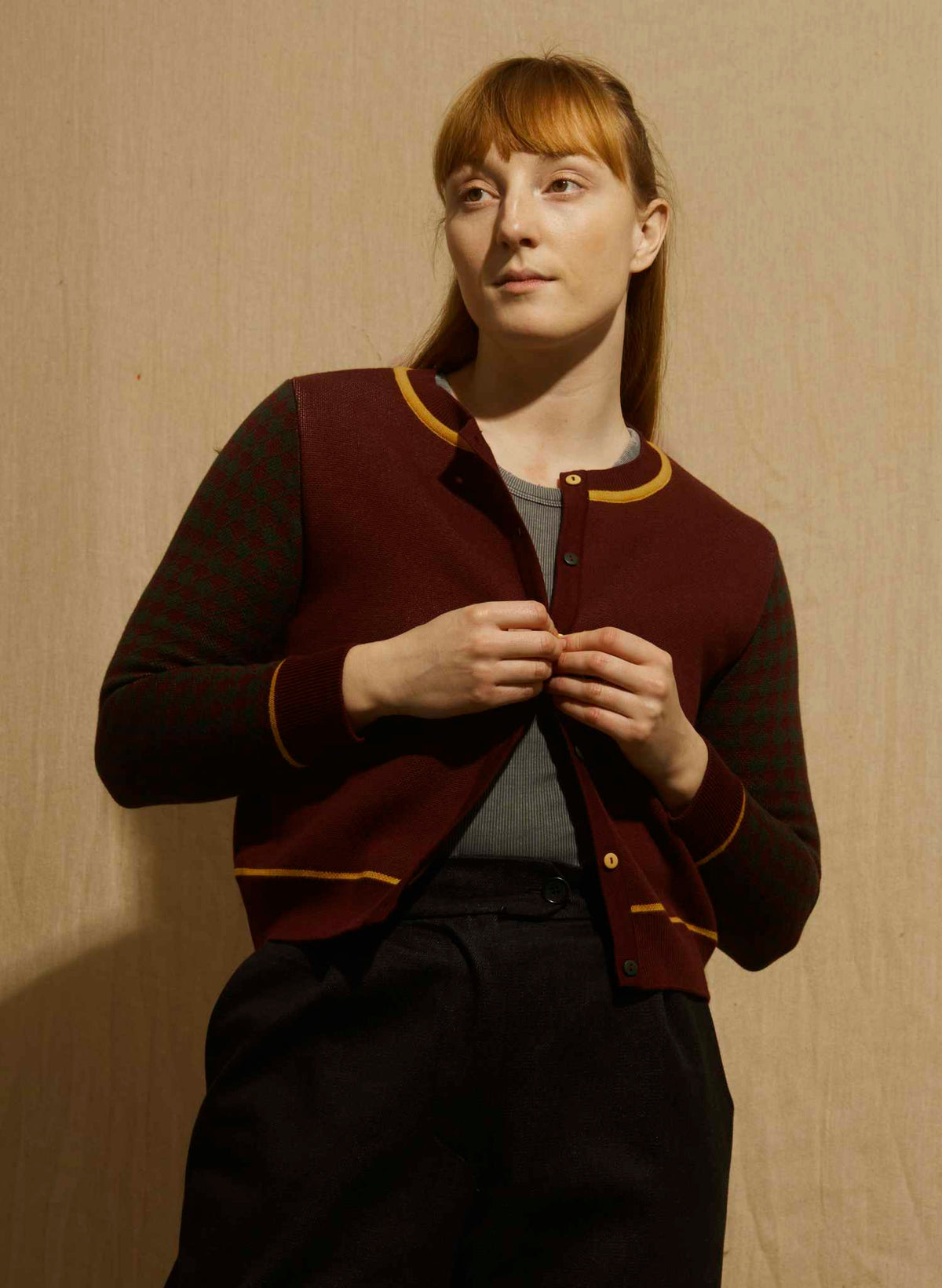 Vera Cardigan - Burgundy Long Eared Owl