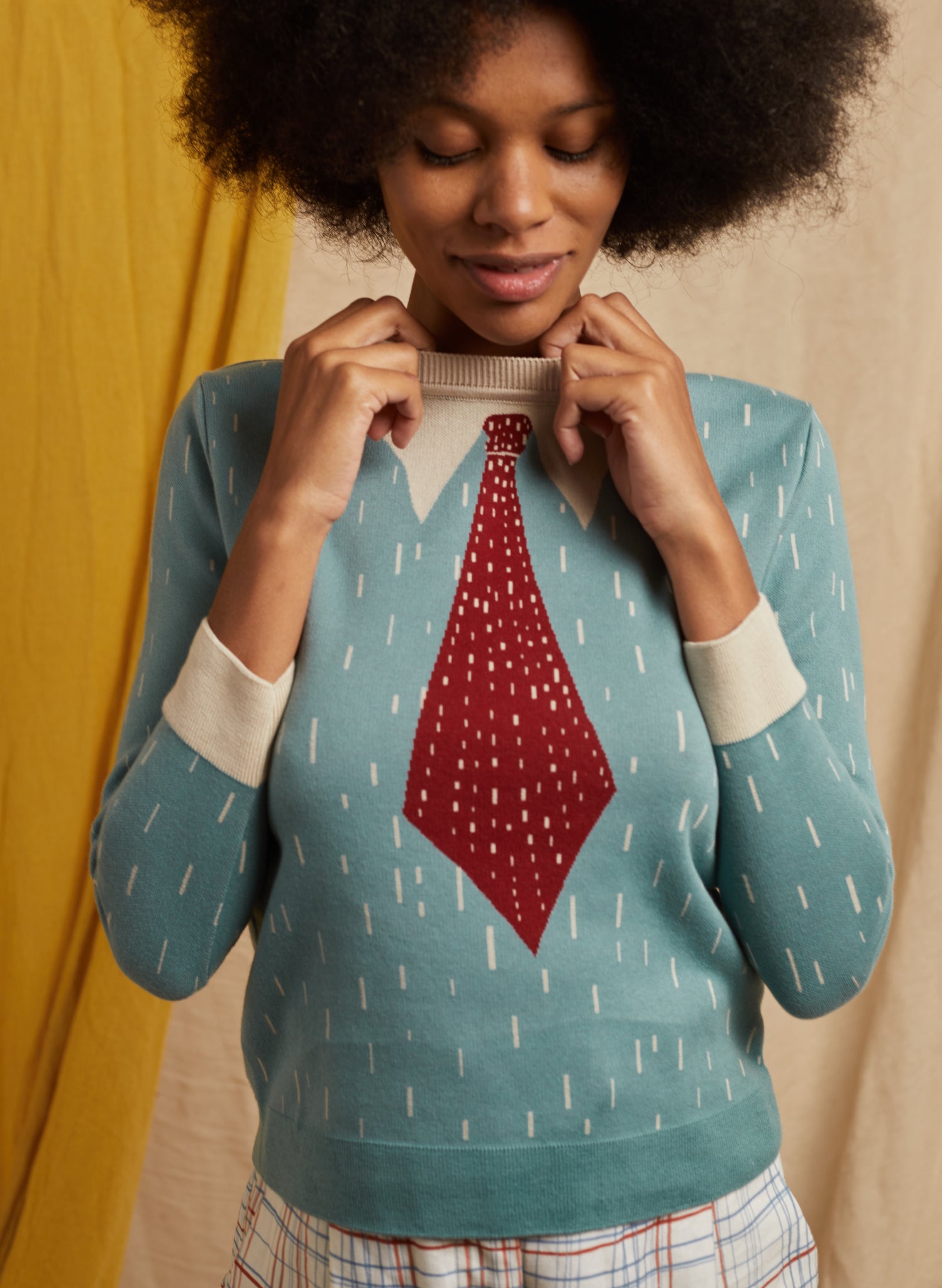 Alba Jumper - Mineral Blue Shirt and Tie