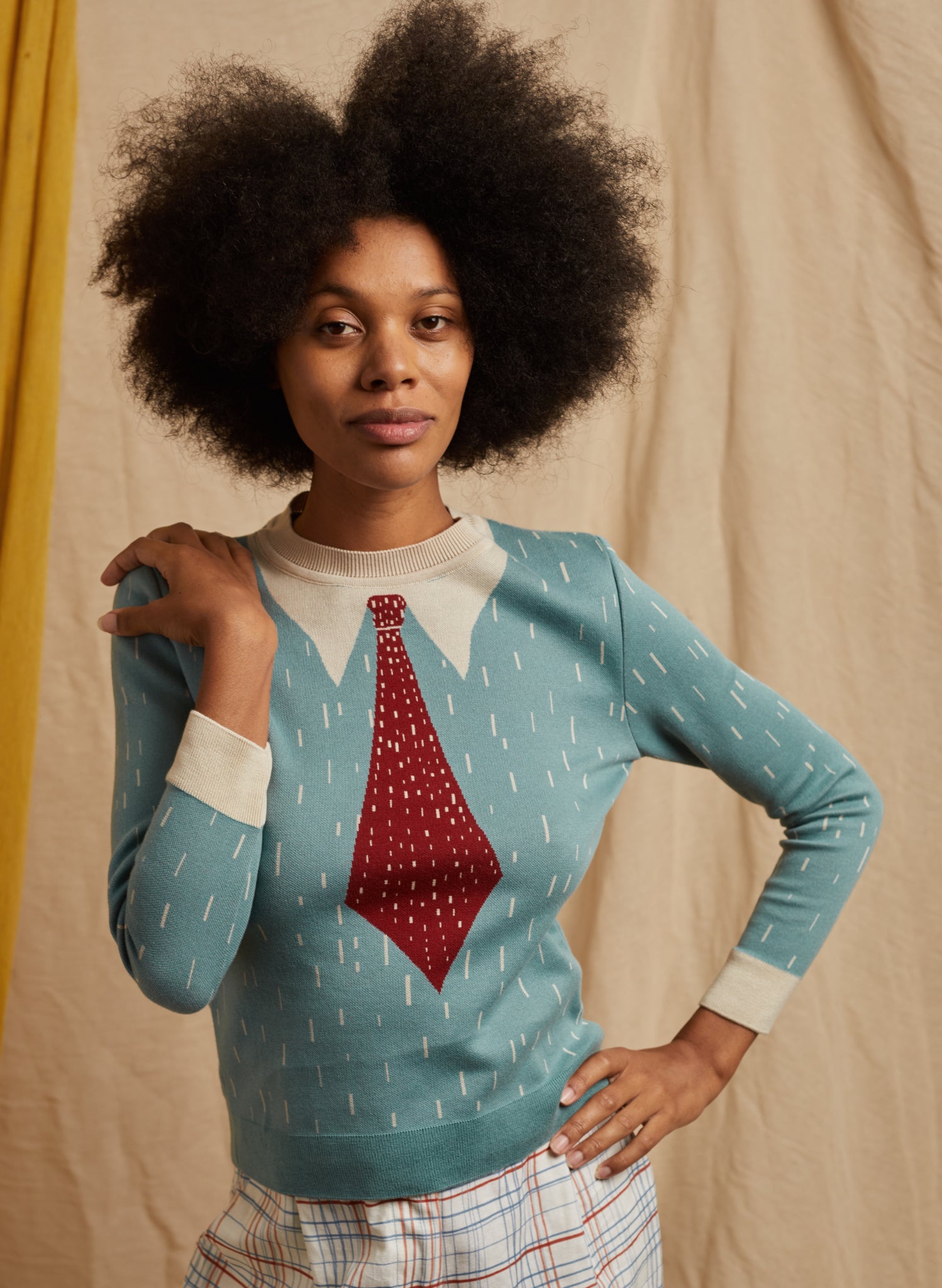 Alba Jumper - Mineral Blue Shirt and Tie