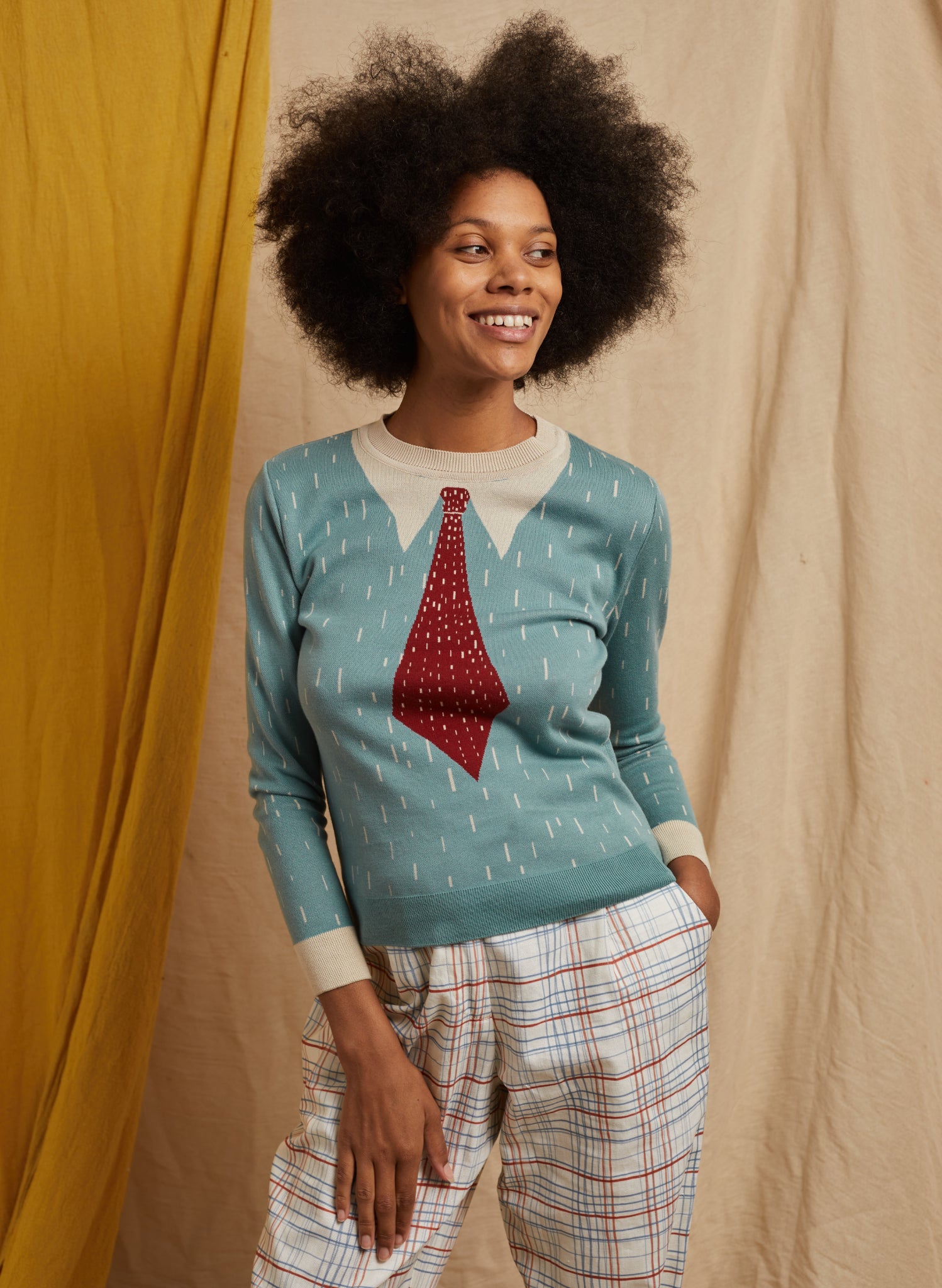 Alba Jumper - Mineral Blue Shirt and Tie