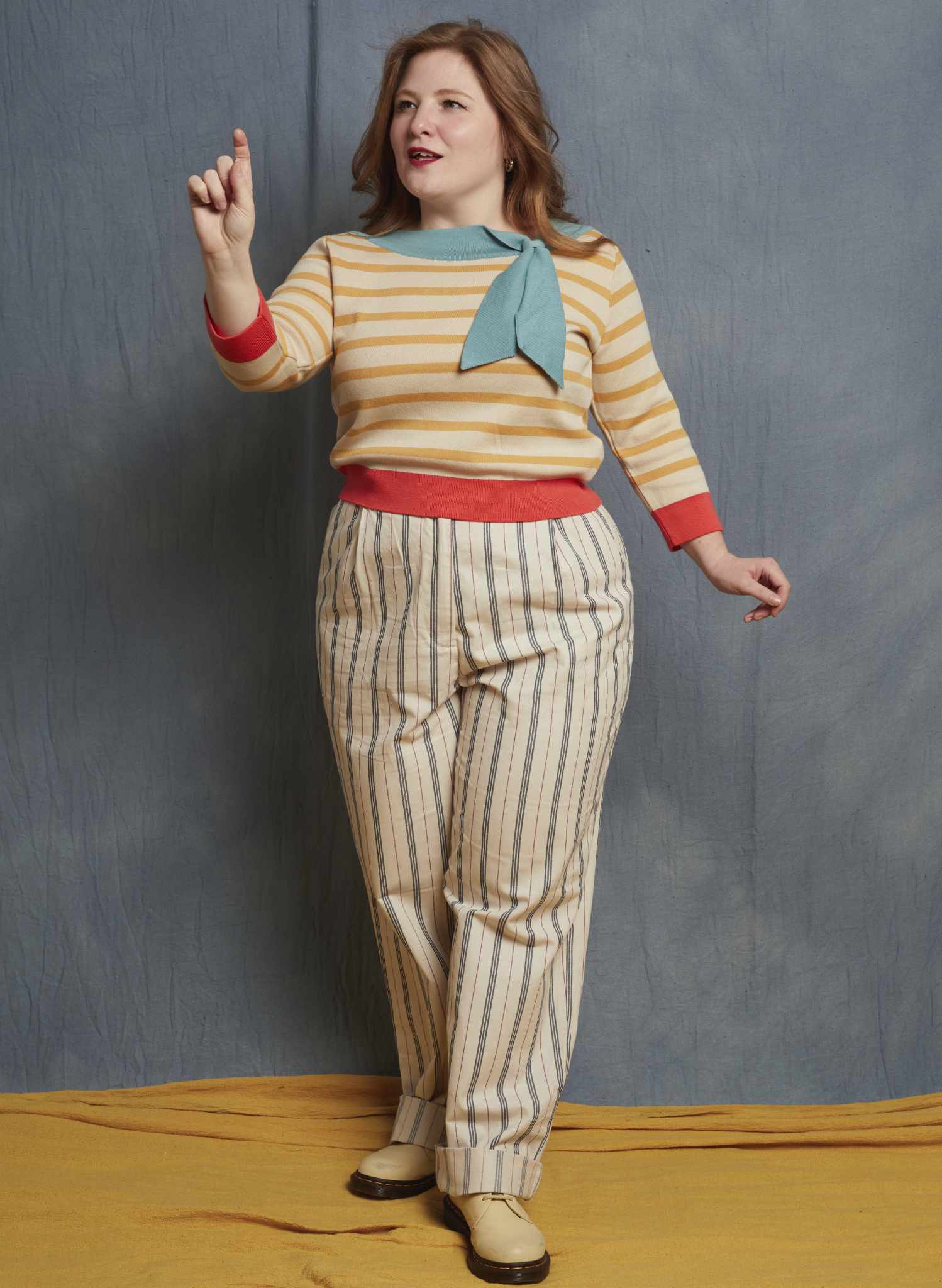 Amelie Top - Gold Stripe Knitted