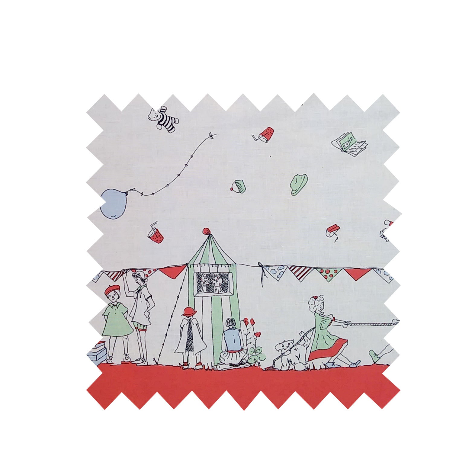 Remnant - 200cm x 156cm - Cream /Red Birthday Bash - Cotton