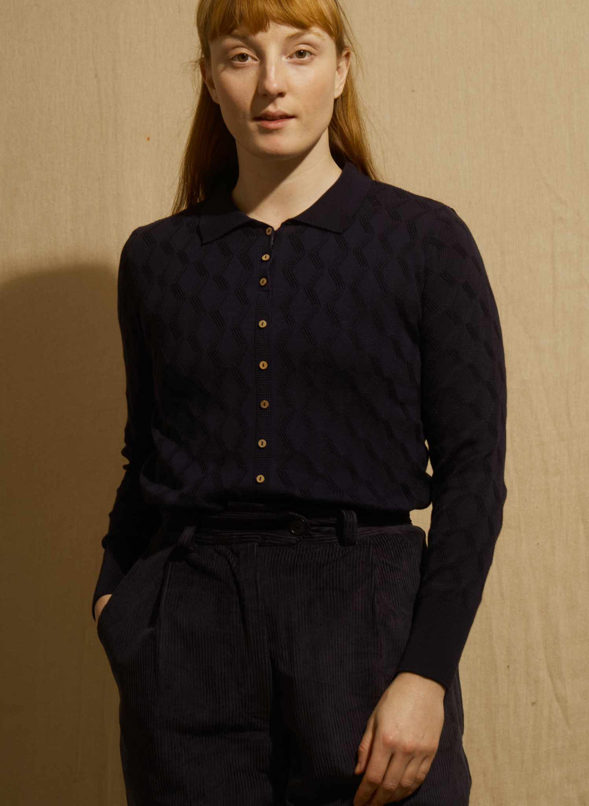 Rosie Top - Navy Pointelle