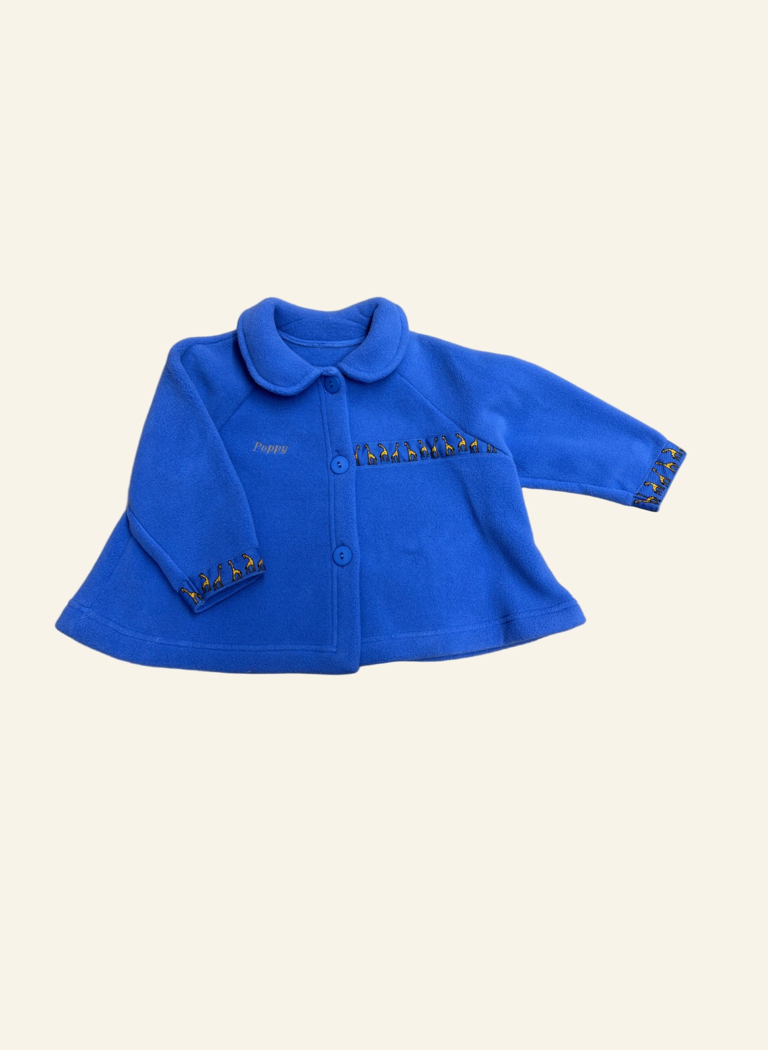 Children's Swing Jacket - French Blue with Giraffe trim
