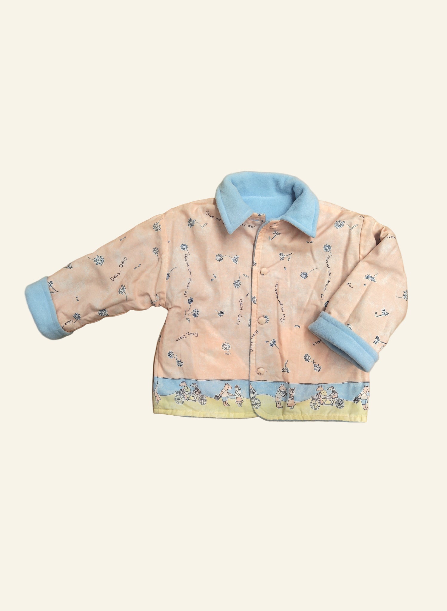 Children's Reversible Jacket - Baby Blue Fleece/Pink Daisy Chain