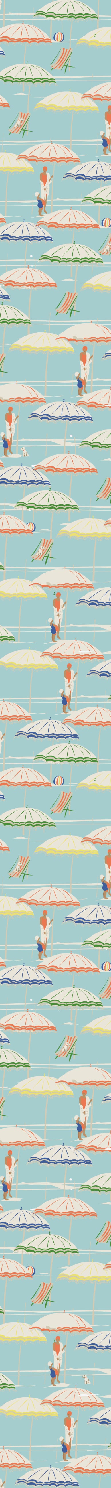 Remnant - 138x88cm - Blue Umbrellas - Tencel
