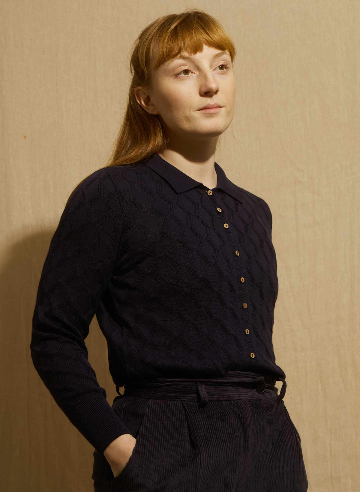 Rosie Top - Navy Pointelle