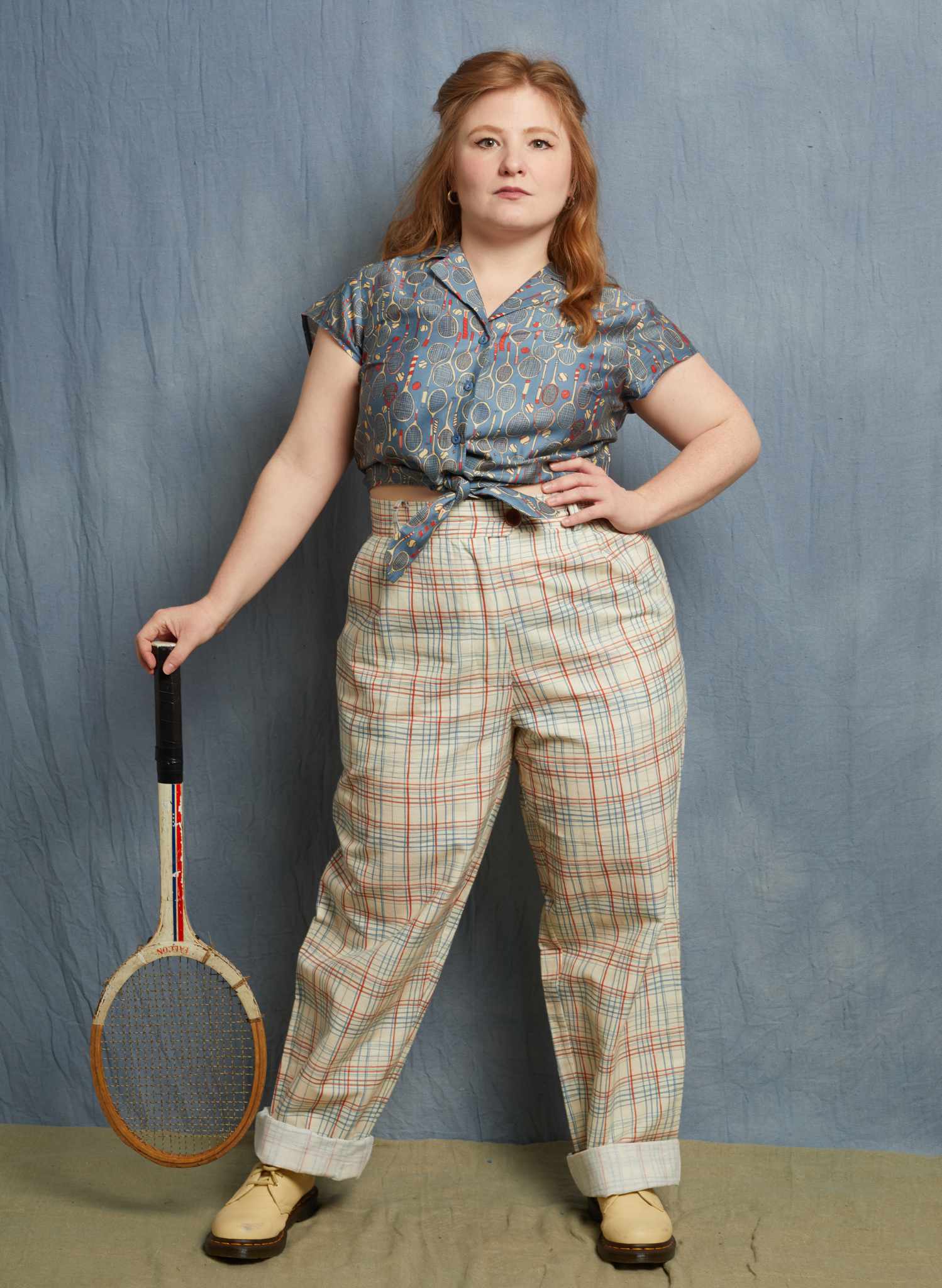 Thelma Trouser - Cream Folk Check