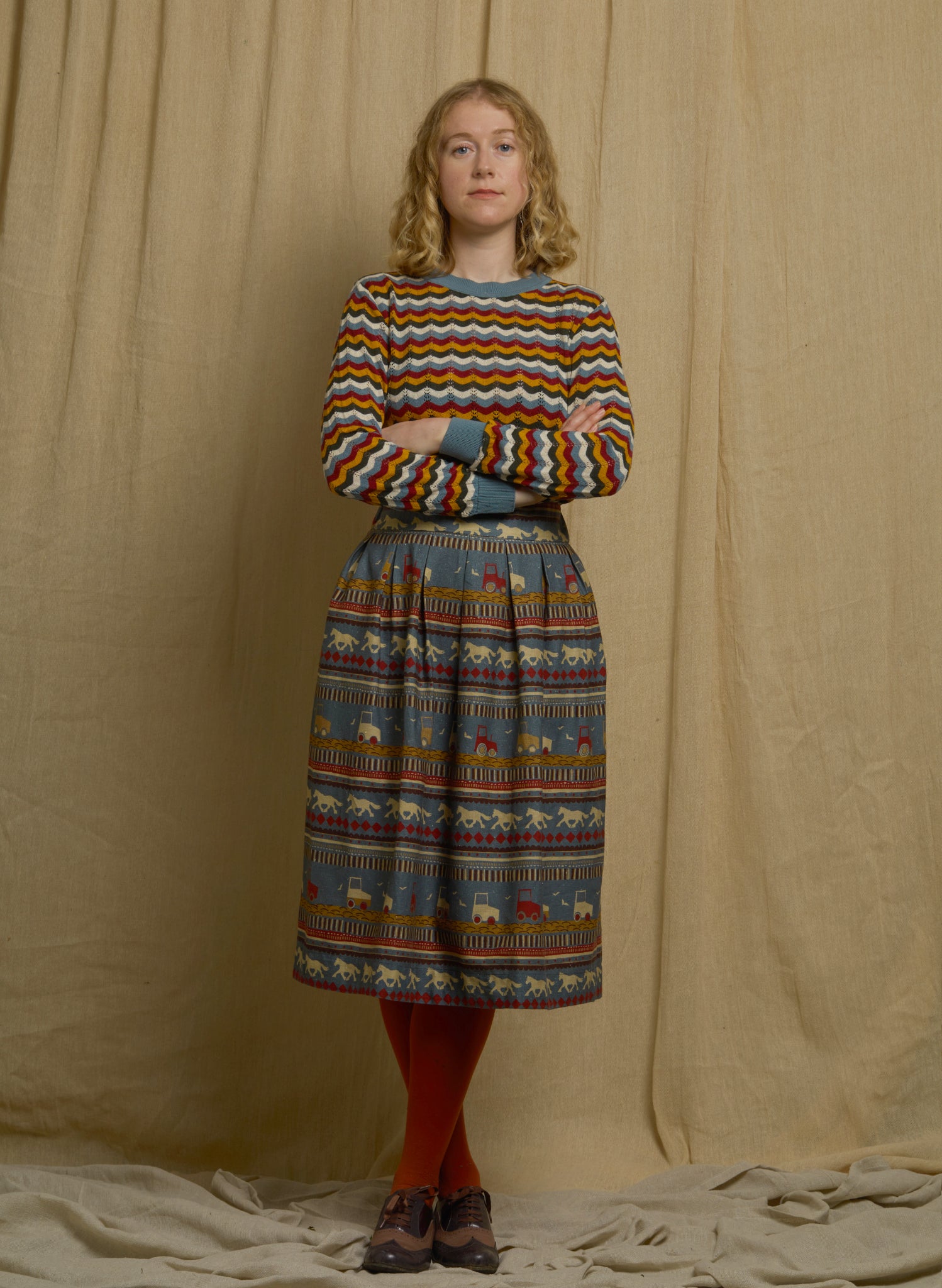 Clara - Mineral Blue Scalloped Top