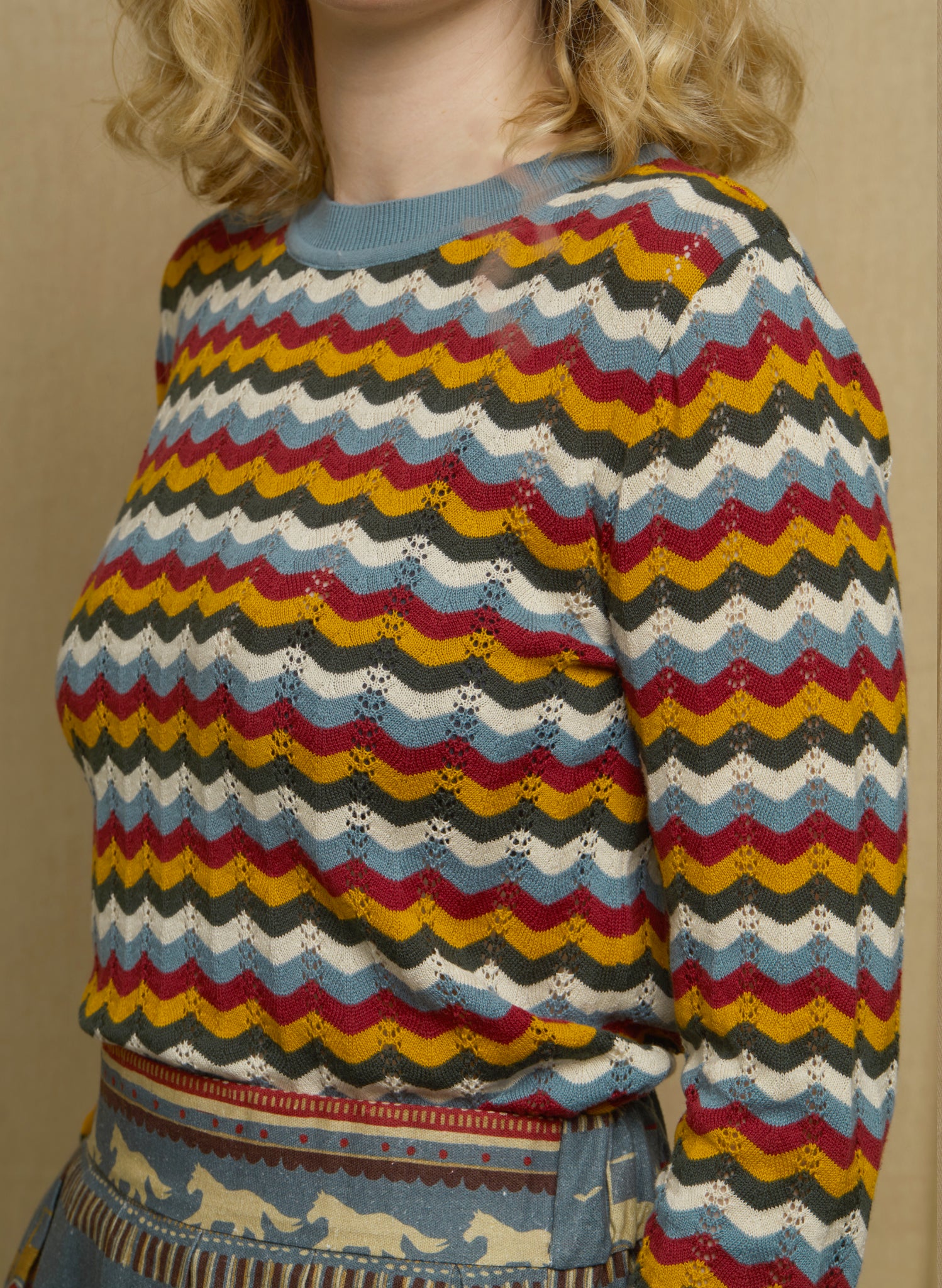 Clara - Mineral Blue Scalloped Top