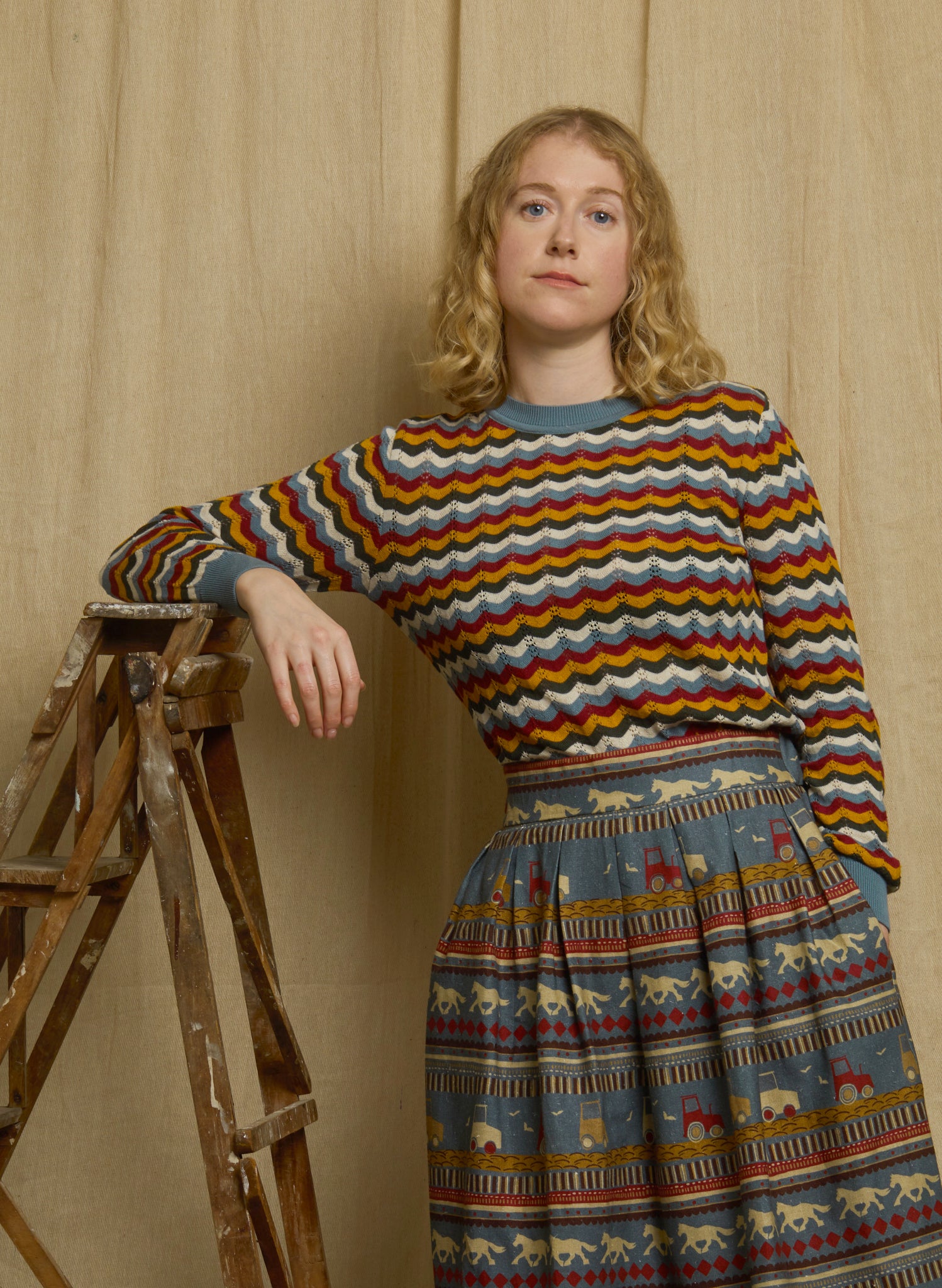 Clara - Mineral Blue Scalloped Top