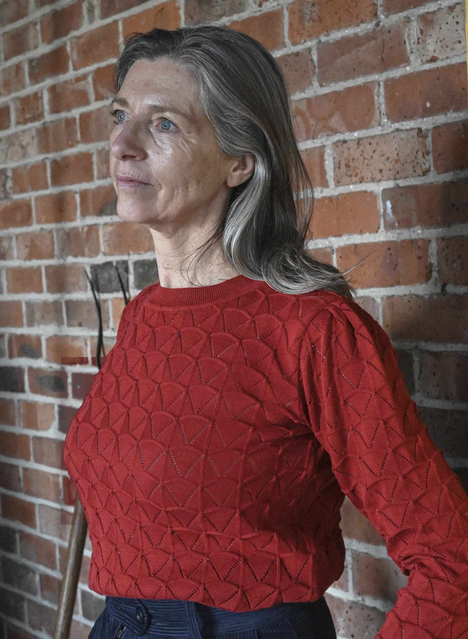 Clara - Rust Pointelle Top