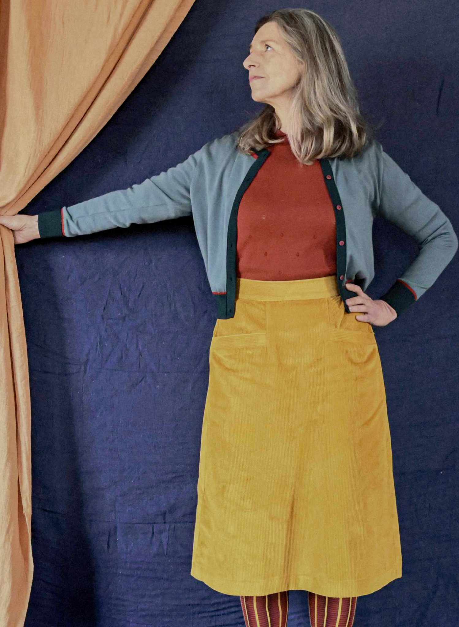 Cora - Mustard Corduroy Skirt