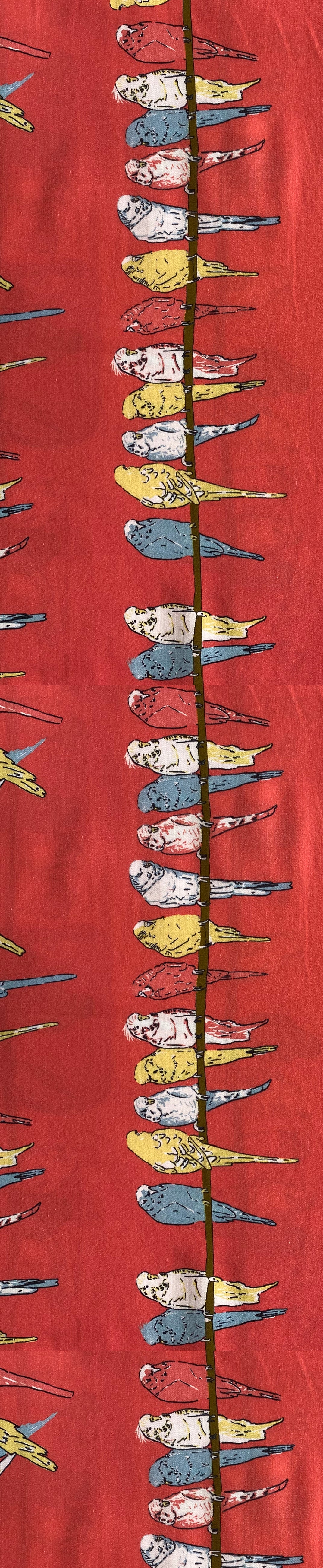 Remnant - 140cm x 150cm - Coral Budgies - Sateen