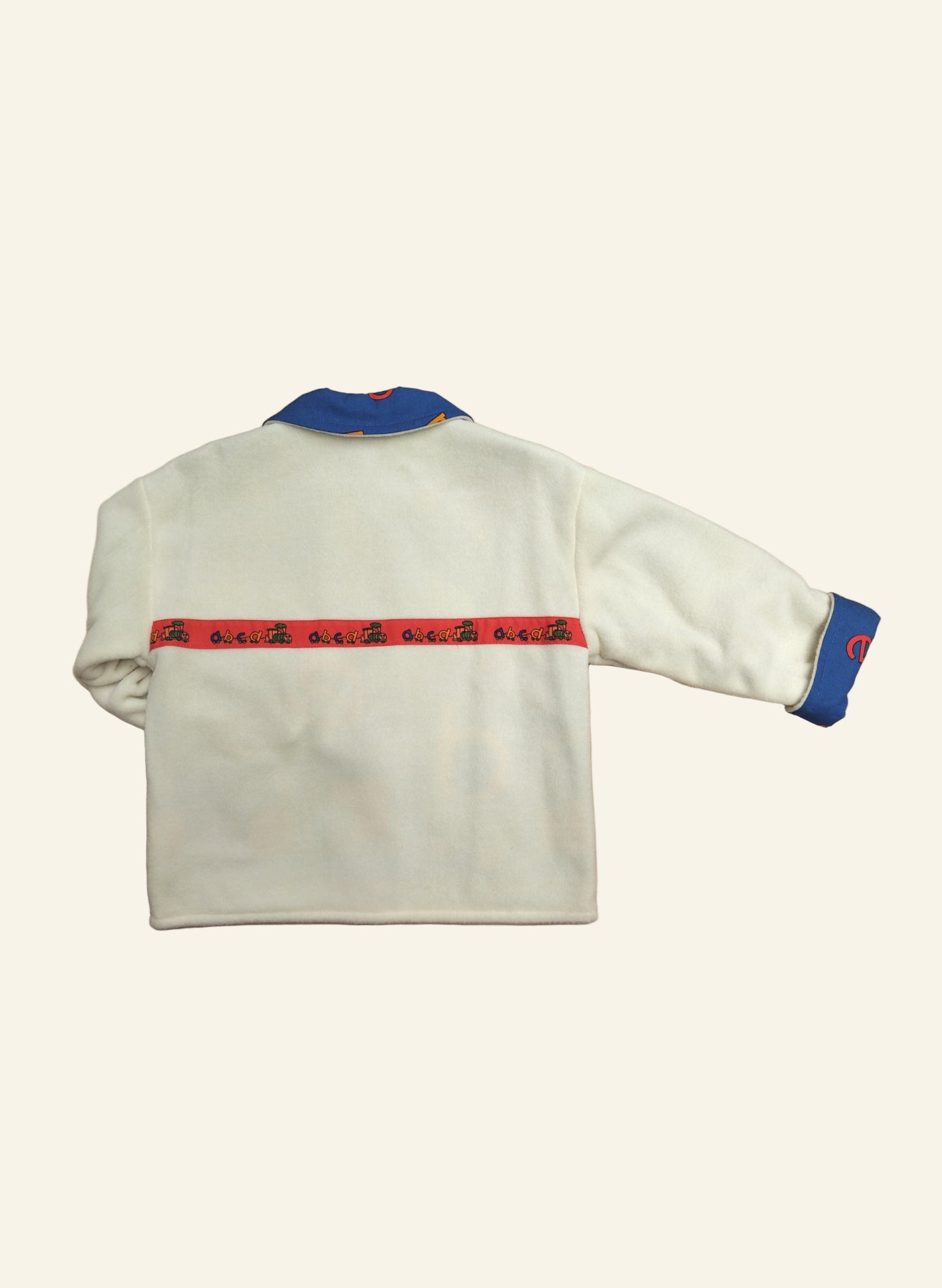 Children's Reversible Jacket - Cream Fleece/Blue ABC