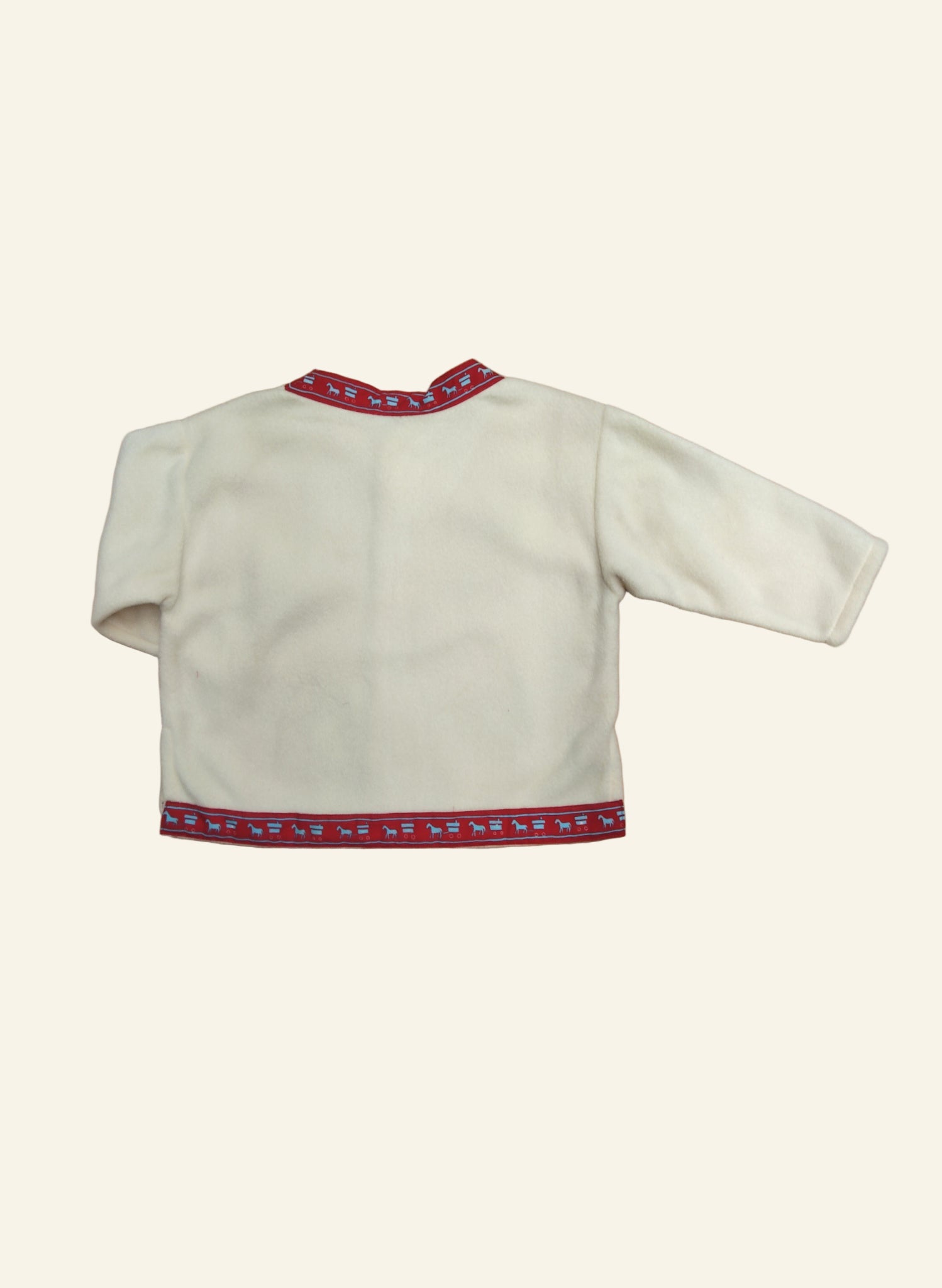 Children's Folk Jacket - Cream Fleece/Red Gypsy Wagon Trim