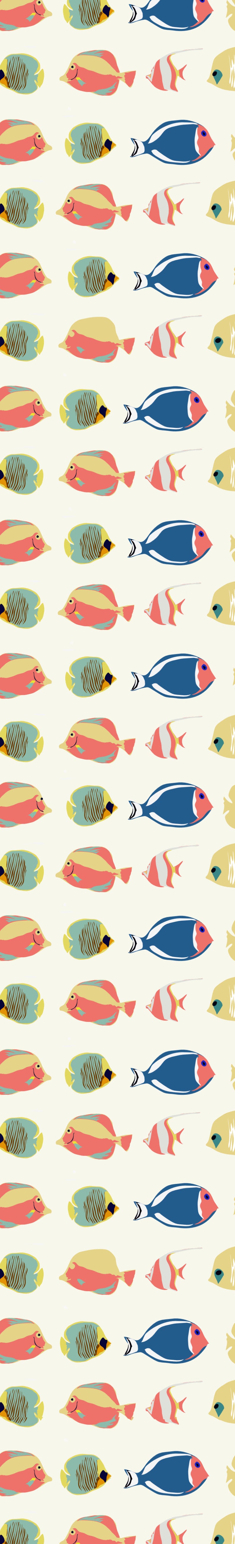 Remnant - 65x128cm - Cream Fish - Cotton Sateen