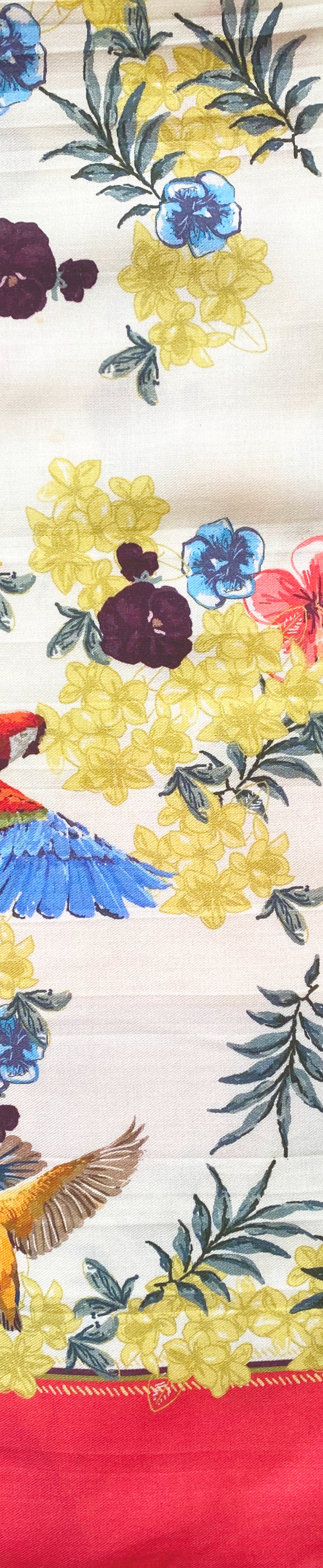 Remnant - 110x168cm - Cream Tropical Birds - Tencel