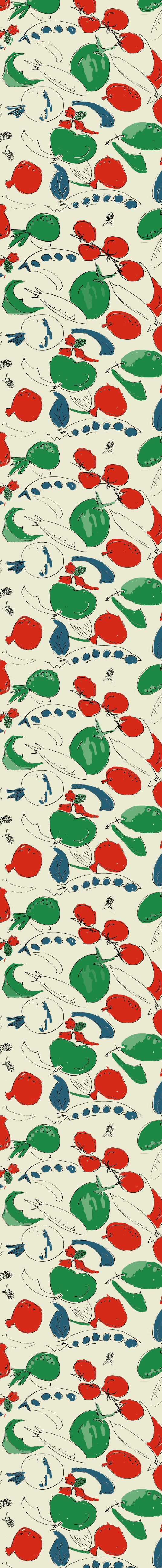 Remnant - 82x40cm - Cream Veggies - Cotton Sateen