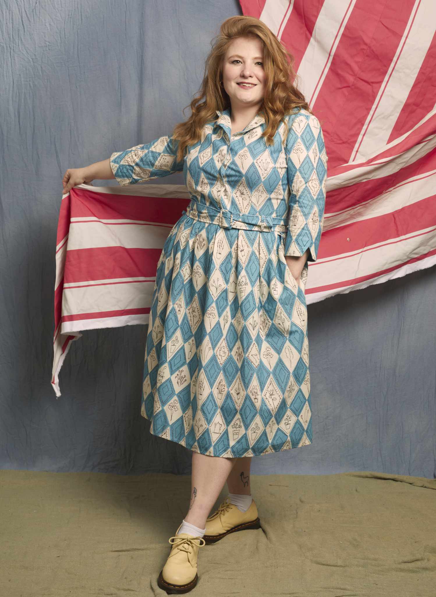 Cynthia - Teal Diamonds Dress