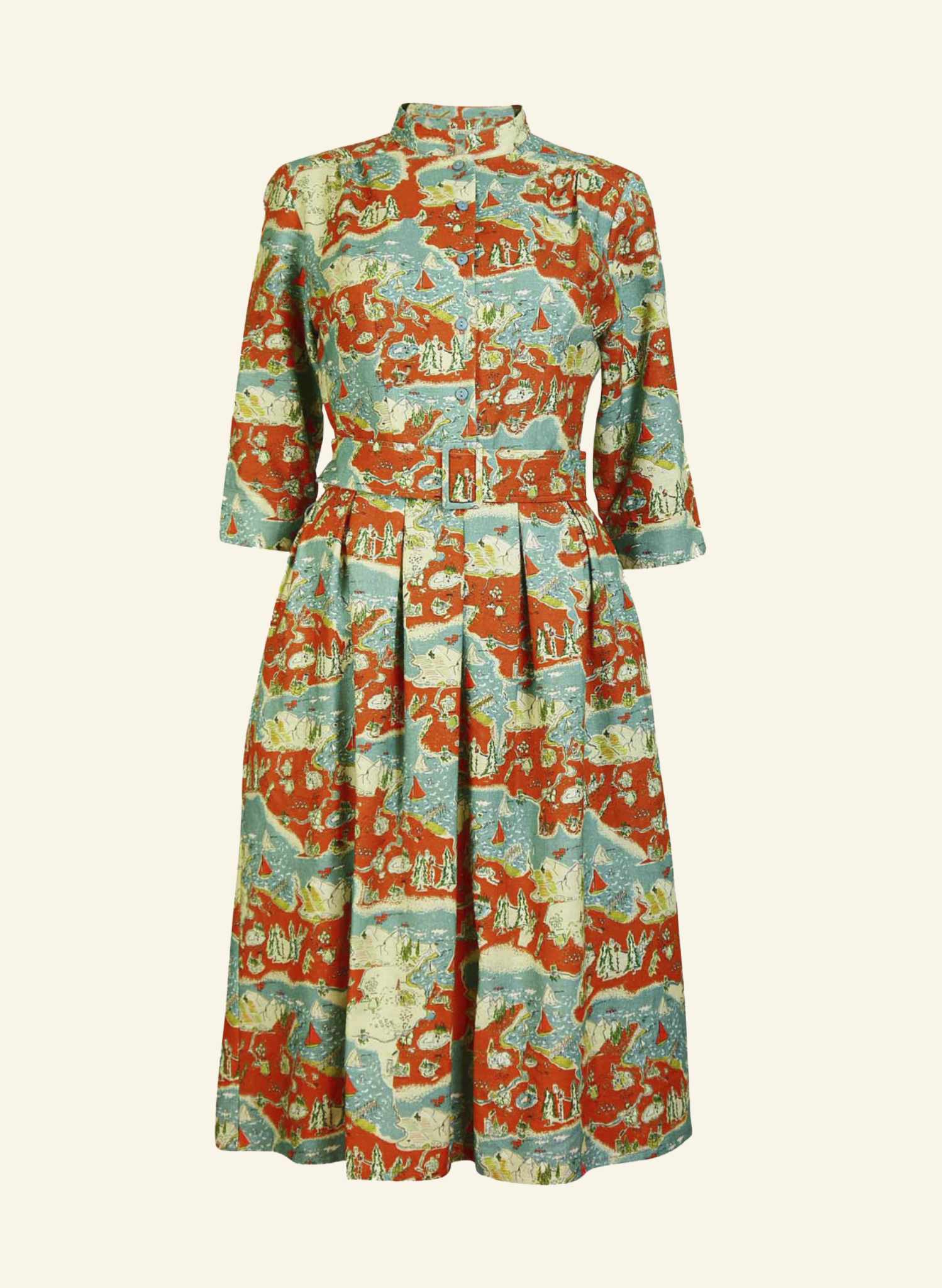 Archive Sale - Size 10 - Cynthia Dress - Mandarin Treasure Map