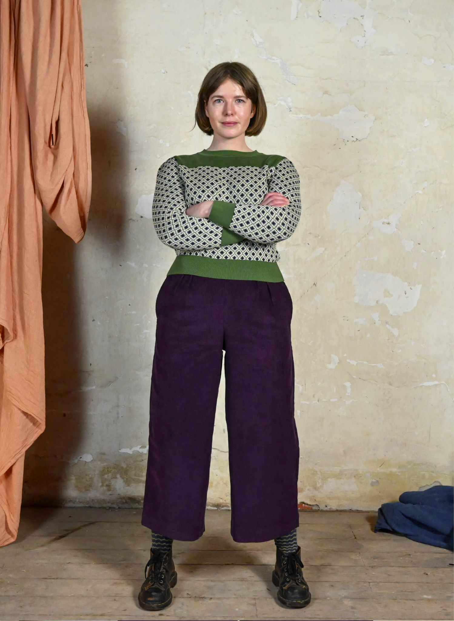 Edith - Plum Needlecord Trousers