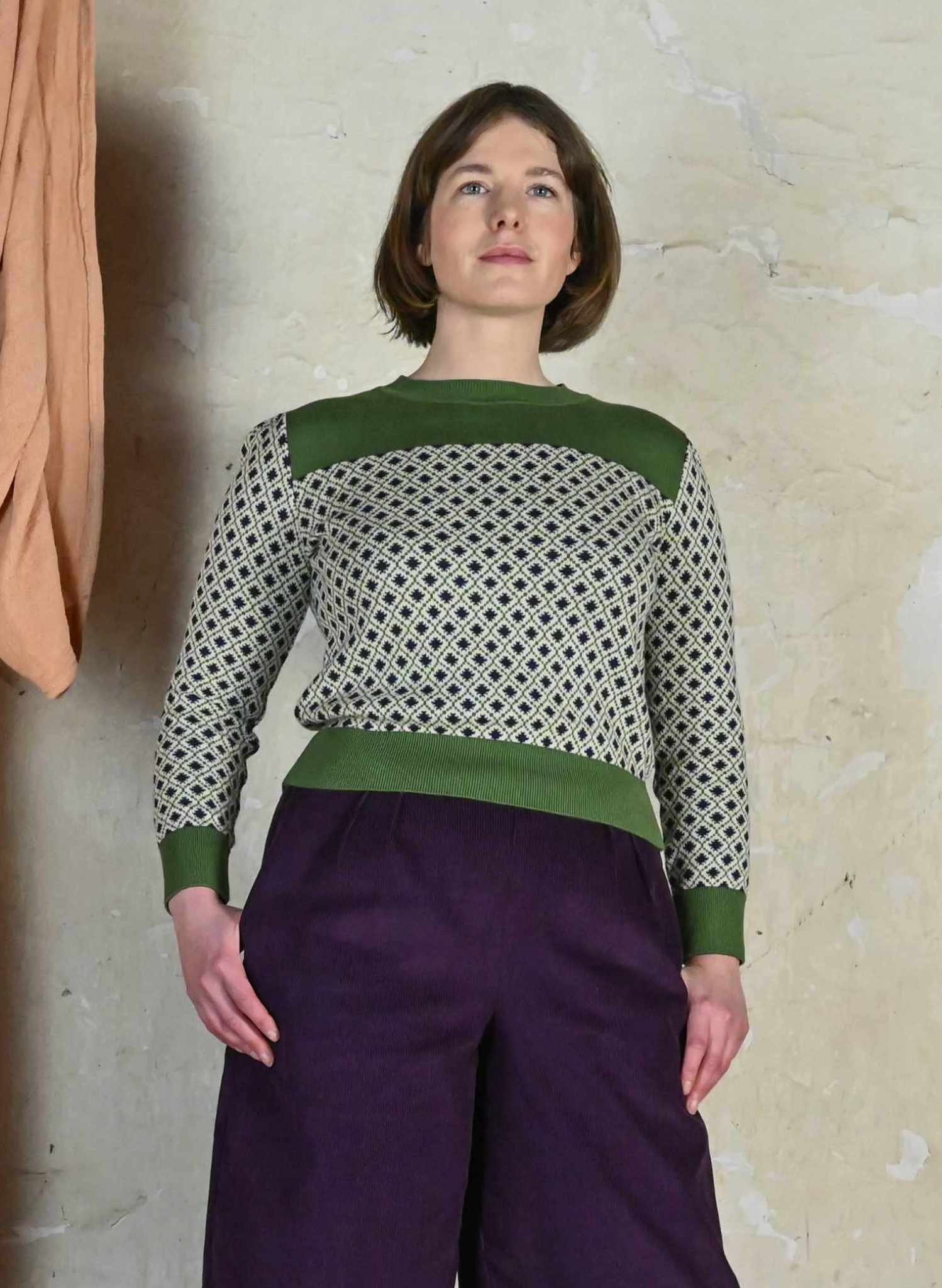 Edith - Plum Needlecord Trousers