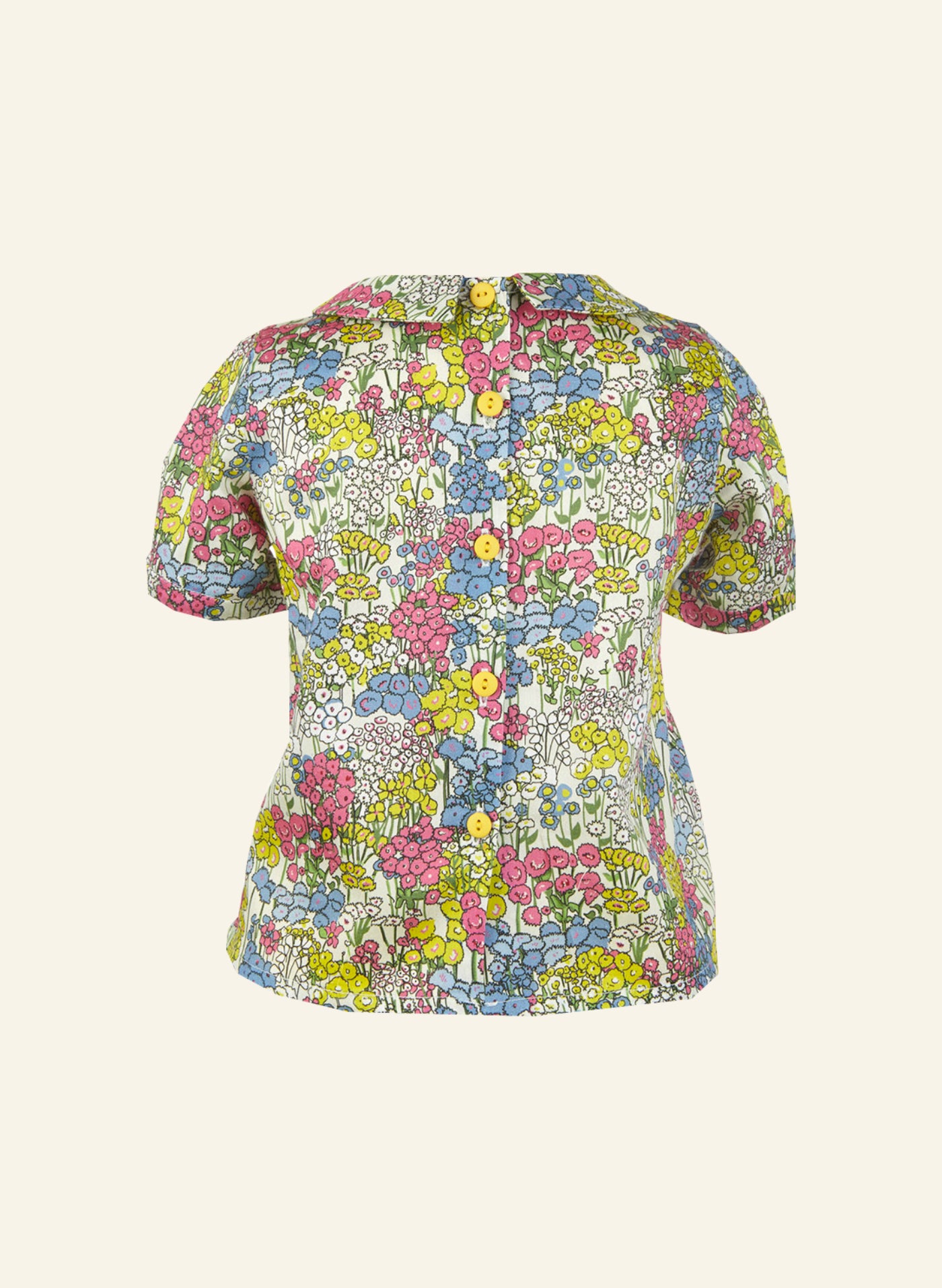 Edna Girl's Blouse - Cream Flower Garden