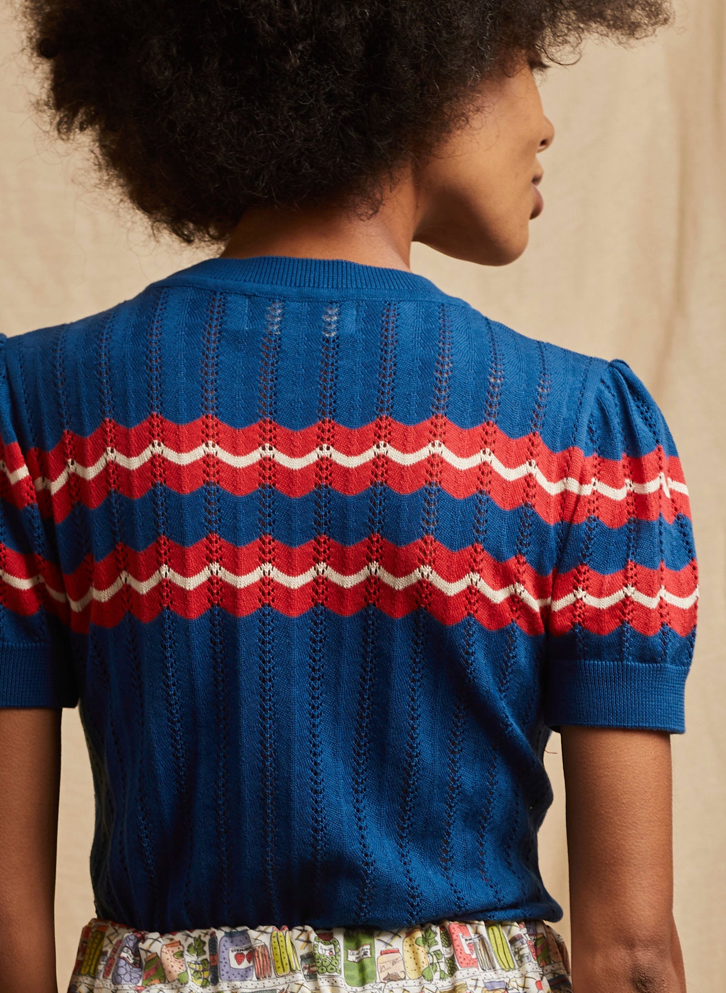 Eve Knitted Top - Blue Marbled